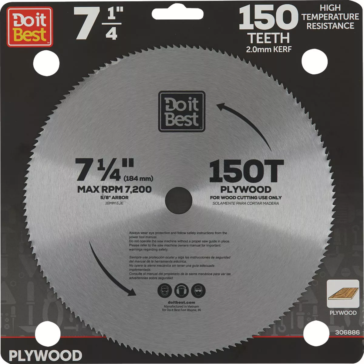 Do it Best 7-1/4 In. 150-Tooth Plywood Circular Saw Blade