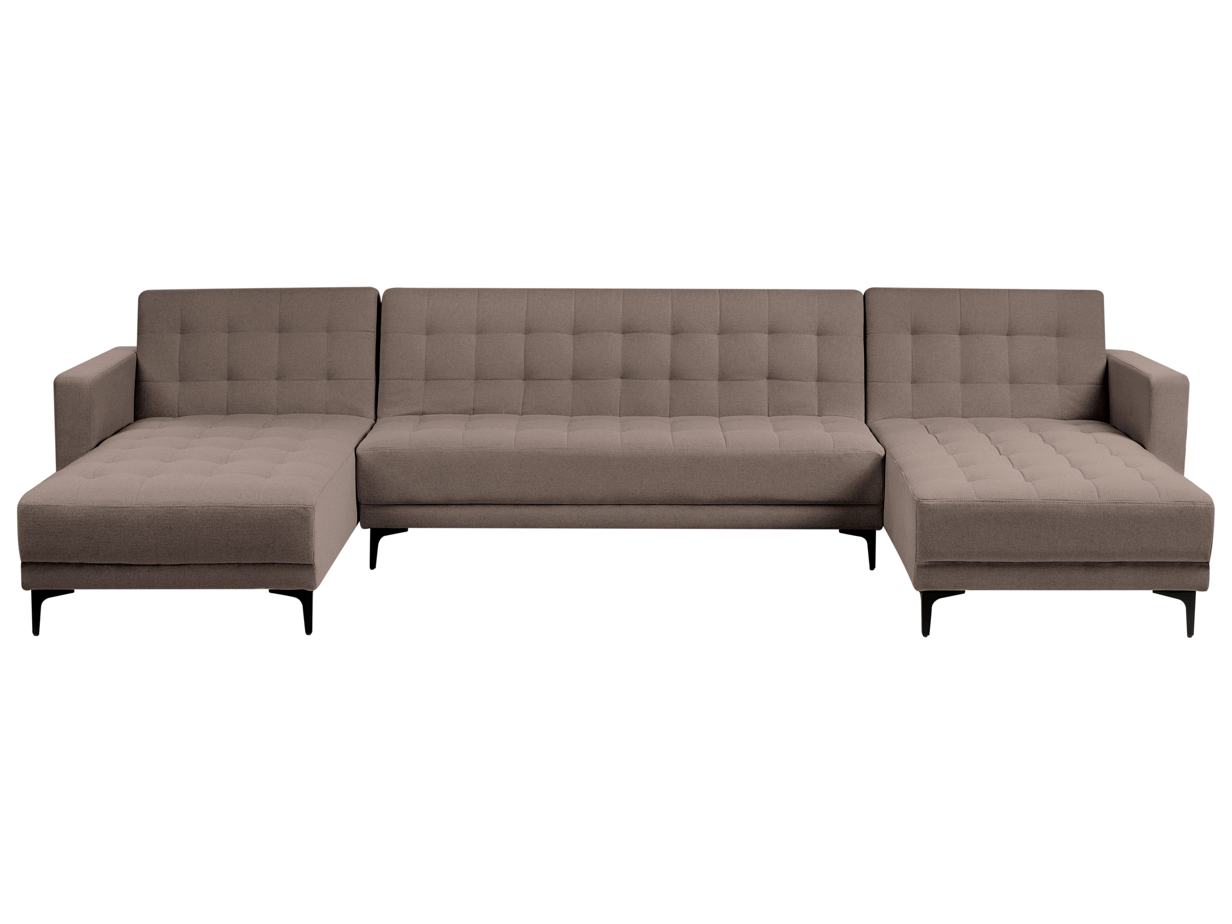 Modular U-Shape Sofa Bed 5 Seater ABERDEEN Fabric Taupe