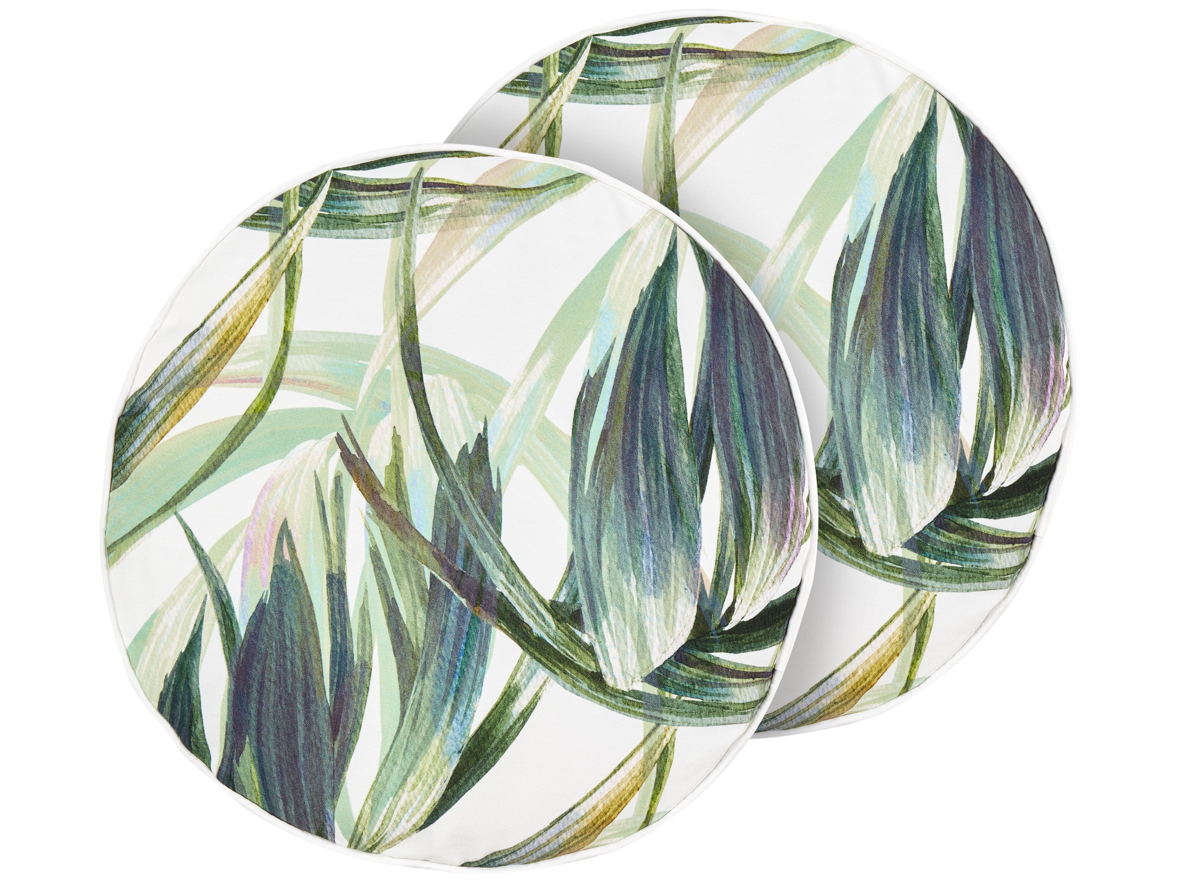 Set of 2 Outdoor Cushions CALDERINA Plant Pattern 40 x 40 cm Green