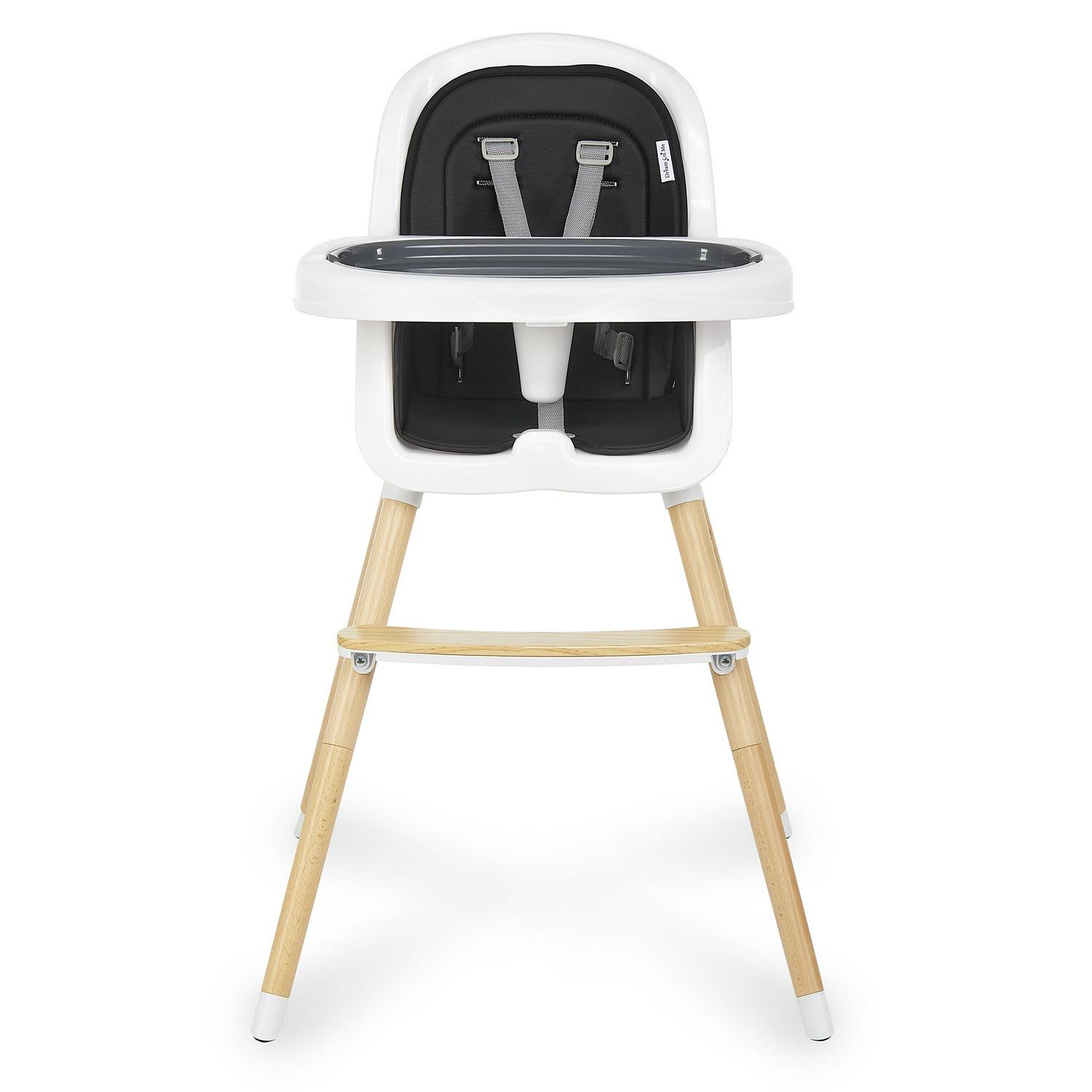 Dream On Me Lulu 2-in-1 Highchair. Convertible. Compact High Chair. Light weight. Portable. Black