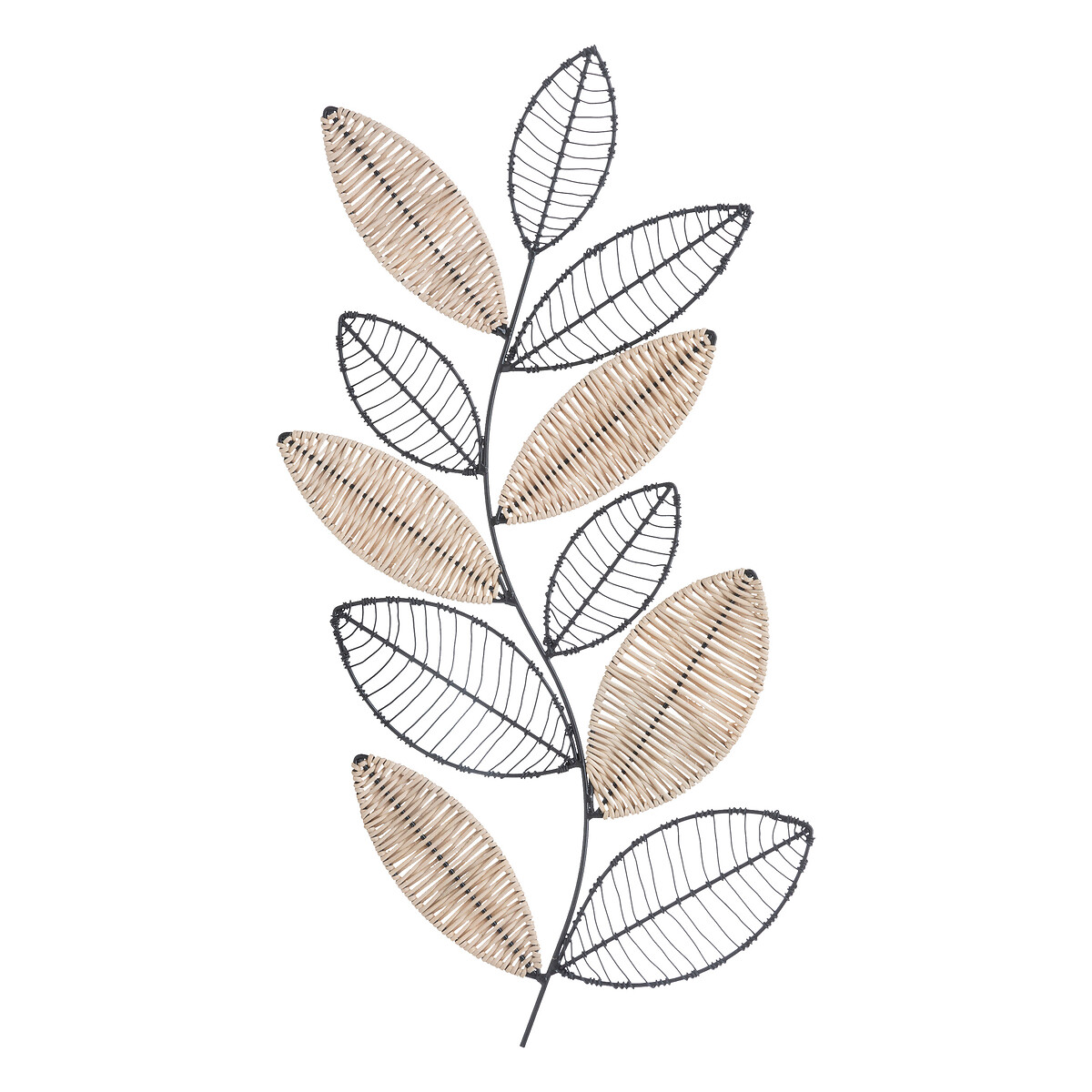 Wall decor"Aurore" Metal & rattan, black, 56x29 cm