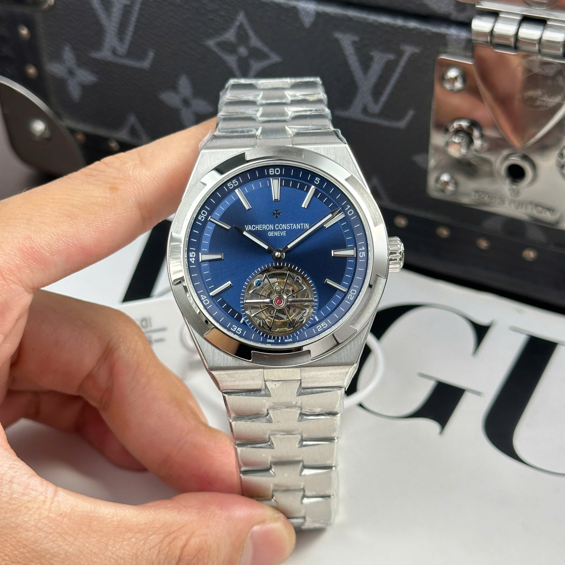 Vacheron Constantin Overseas 6000V Tourbillon Replica Watch Blue Dial 42.5mm - Top club
