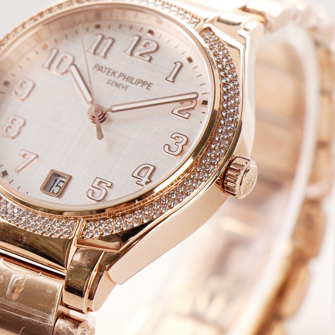 Fake Diamond Watch Replica Patek Philippe Twenty~4 Ladies Rose Gold Silver Dial 7300/1200R-010(1:1 replica) - Top club