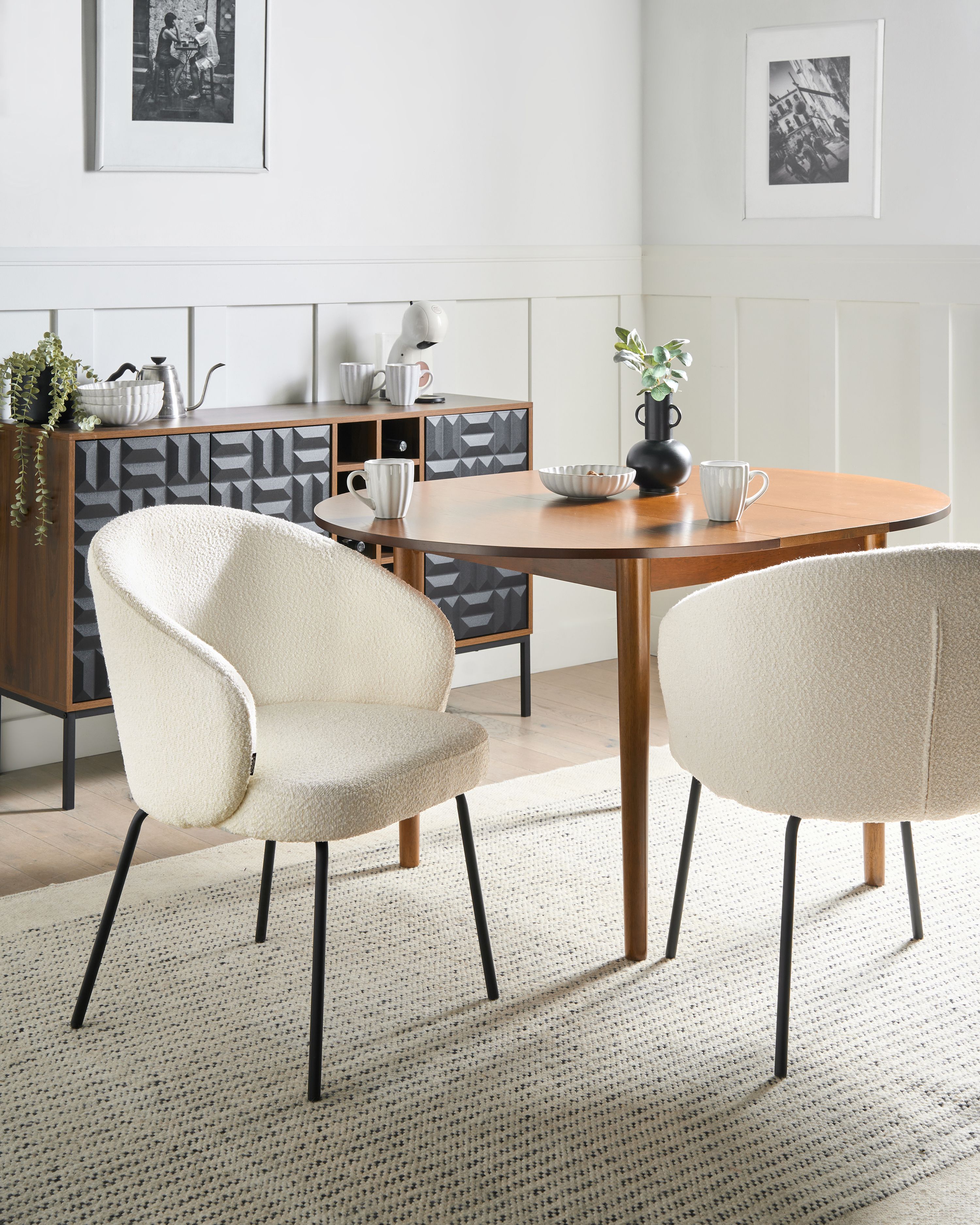 Set of 2 Dining Chairs LUDDEN Boucle Light Beige
