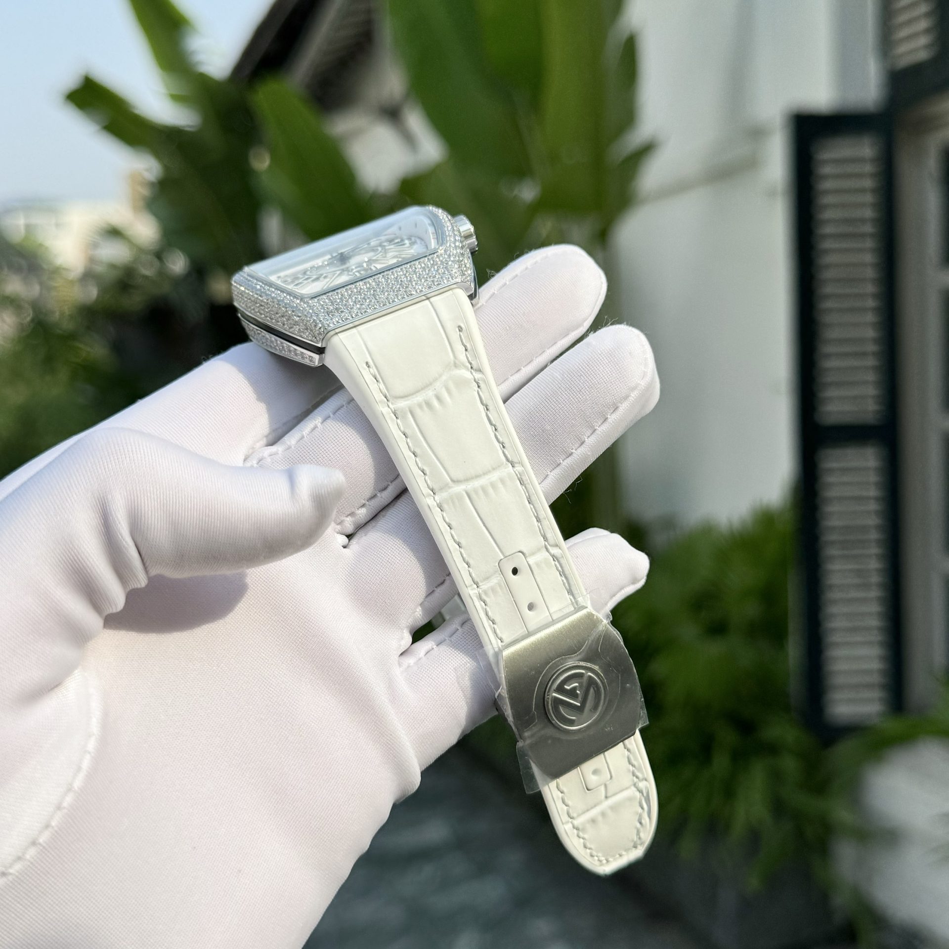 Franck Muller Vanguard V45 White Face With Stone Best Replica Watch ABF Factory 45mm - Top club