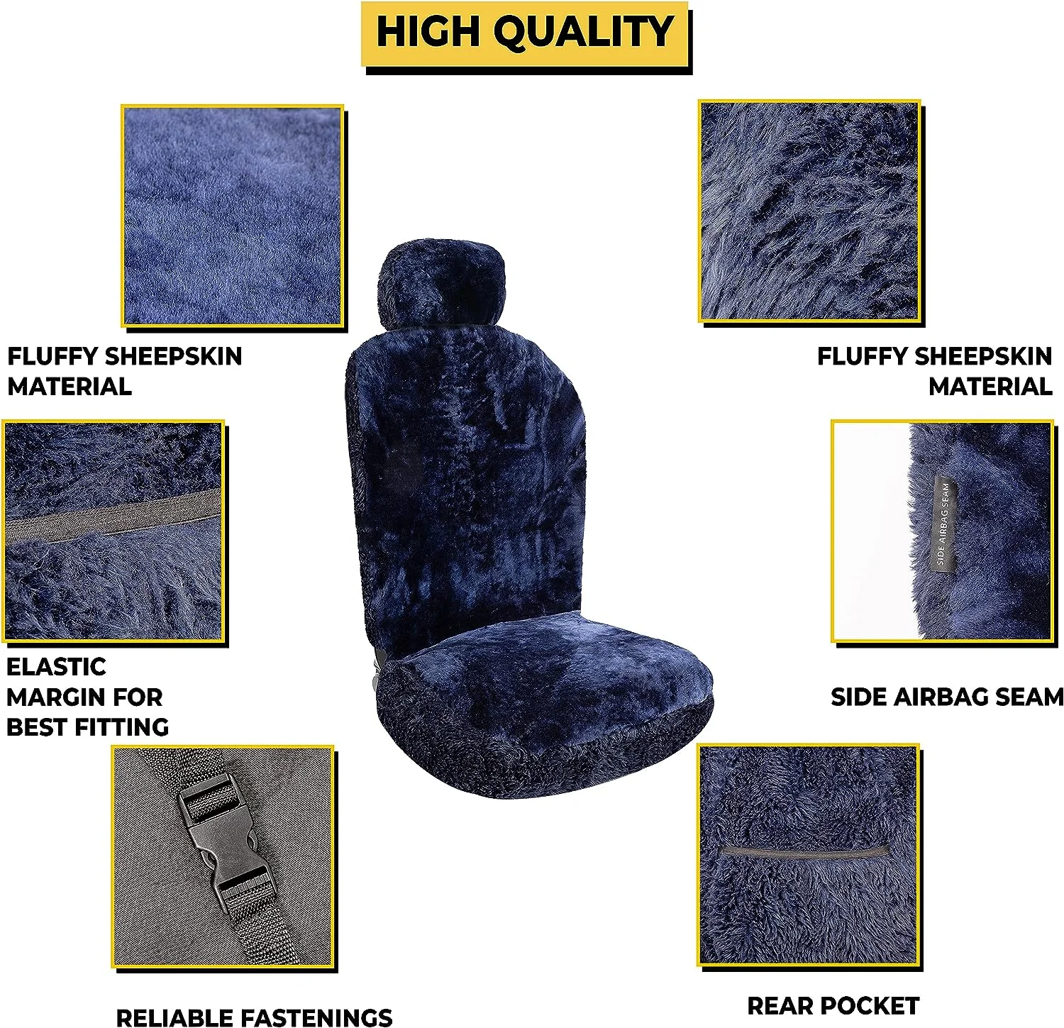 Zone Tech Genuine Sheepskin Ivory Car Seat Cover, Fluffy Luxury Wool Front Seat Covers, Universal Fits Car, Truck, SUV, & Van - Image 26