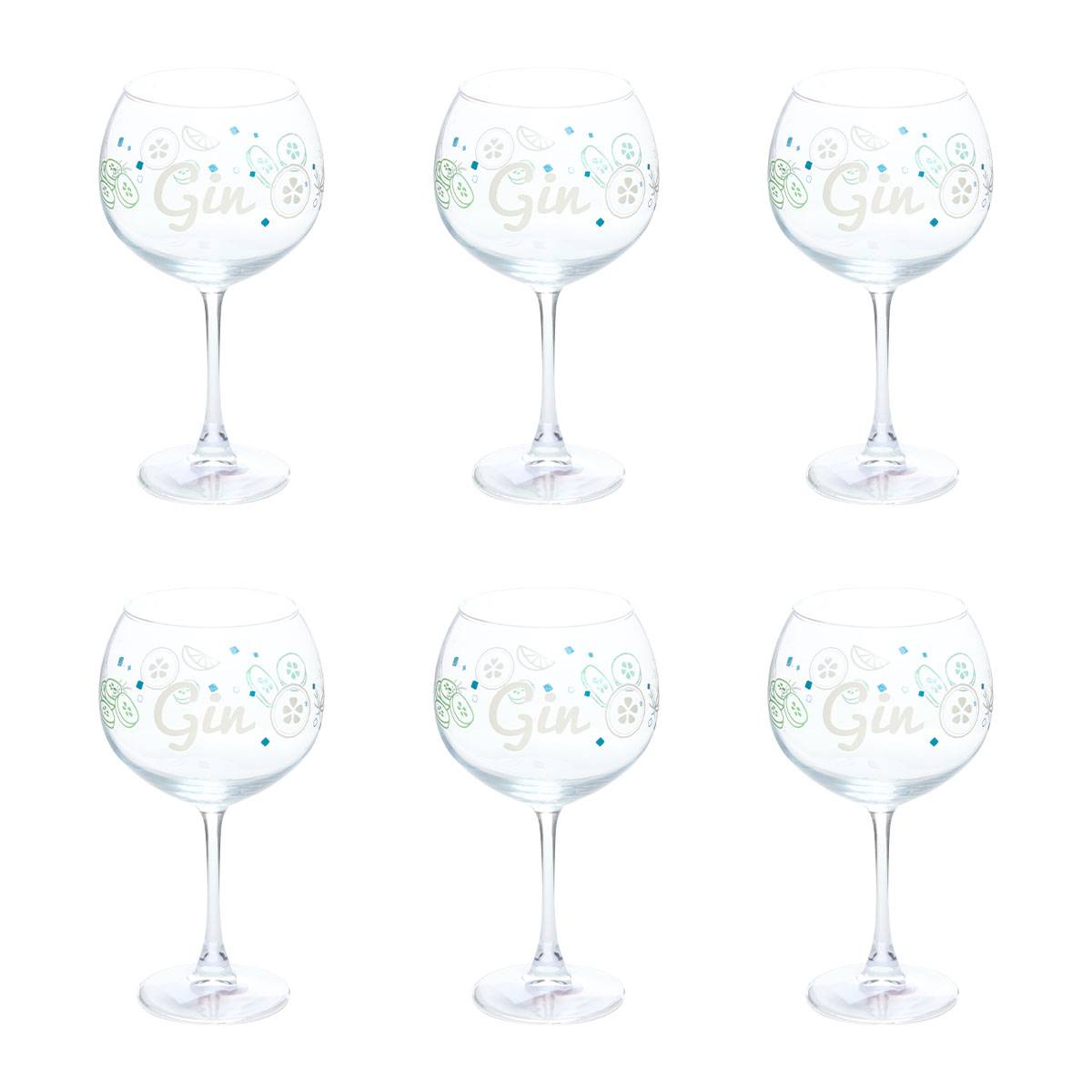 Set of 6 "Stella" gin glasses 680 ml, glass, transparent