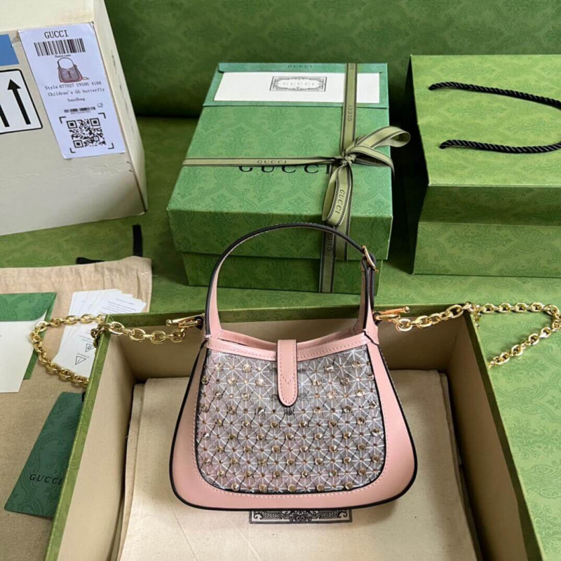 Replica Gucci Jackie 1961 Mini Crystal Gg Should Bag 677027 Black