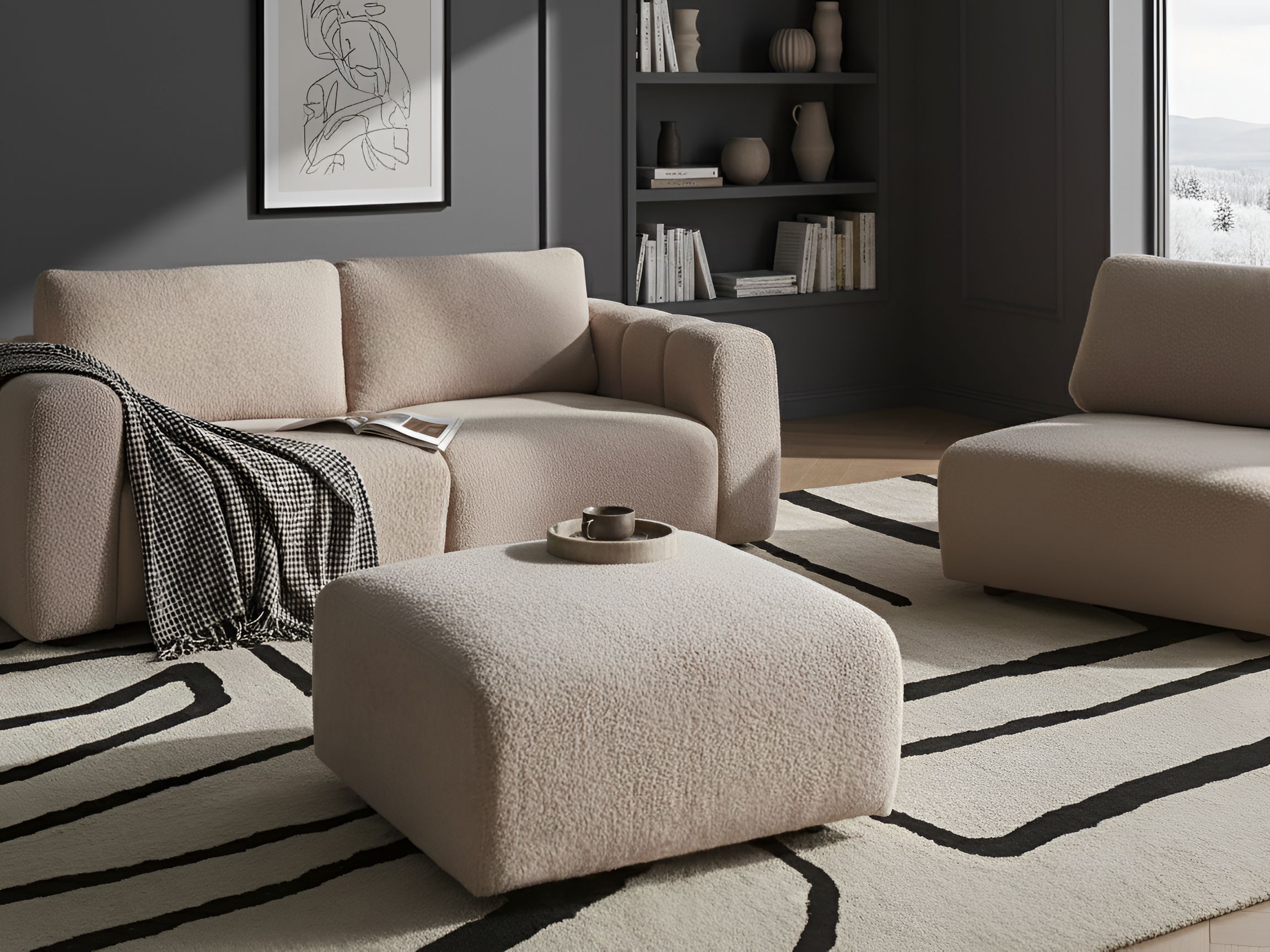 Ottoman KIVVIK Boucle Beige