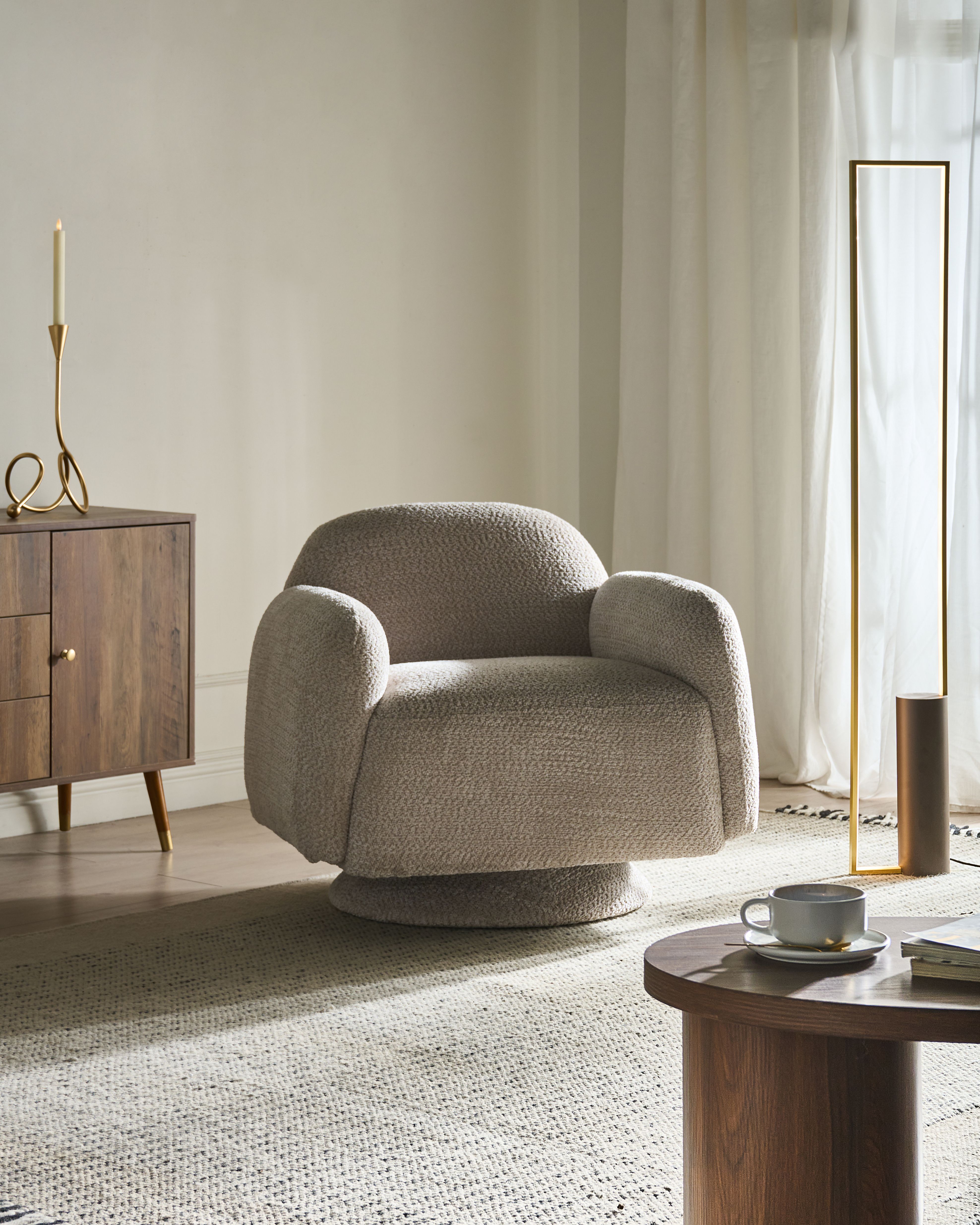 Swivel Armchair AAPUA Fabric Beige