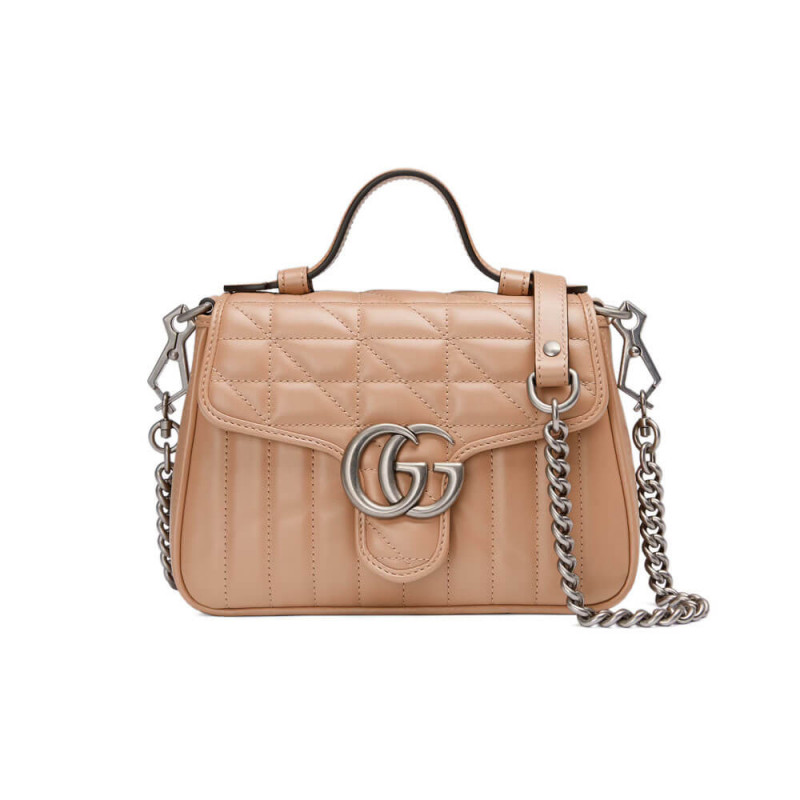 Replica Gucci Gg Marmont Rose Beige Matelasse Leather Mini Top Handle Bag 5835711:1High-quality replica