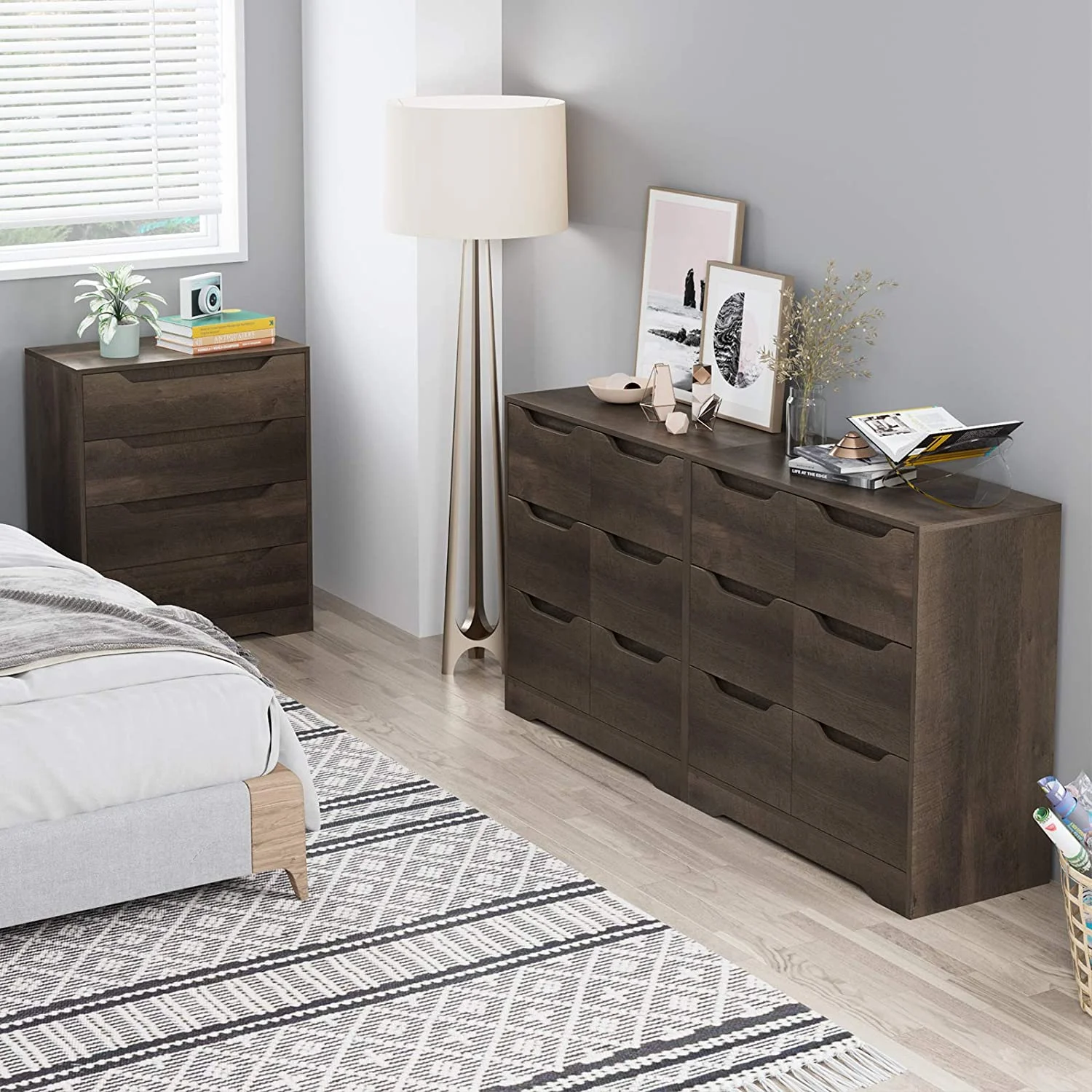 Homfa 4 Large Drawers Dresser, Modern Wood Chest of Drawers for Bedroom Hallway Living Room, White - Image 15