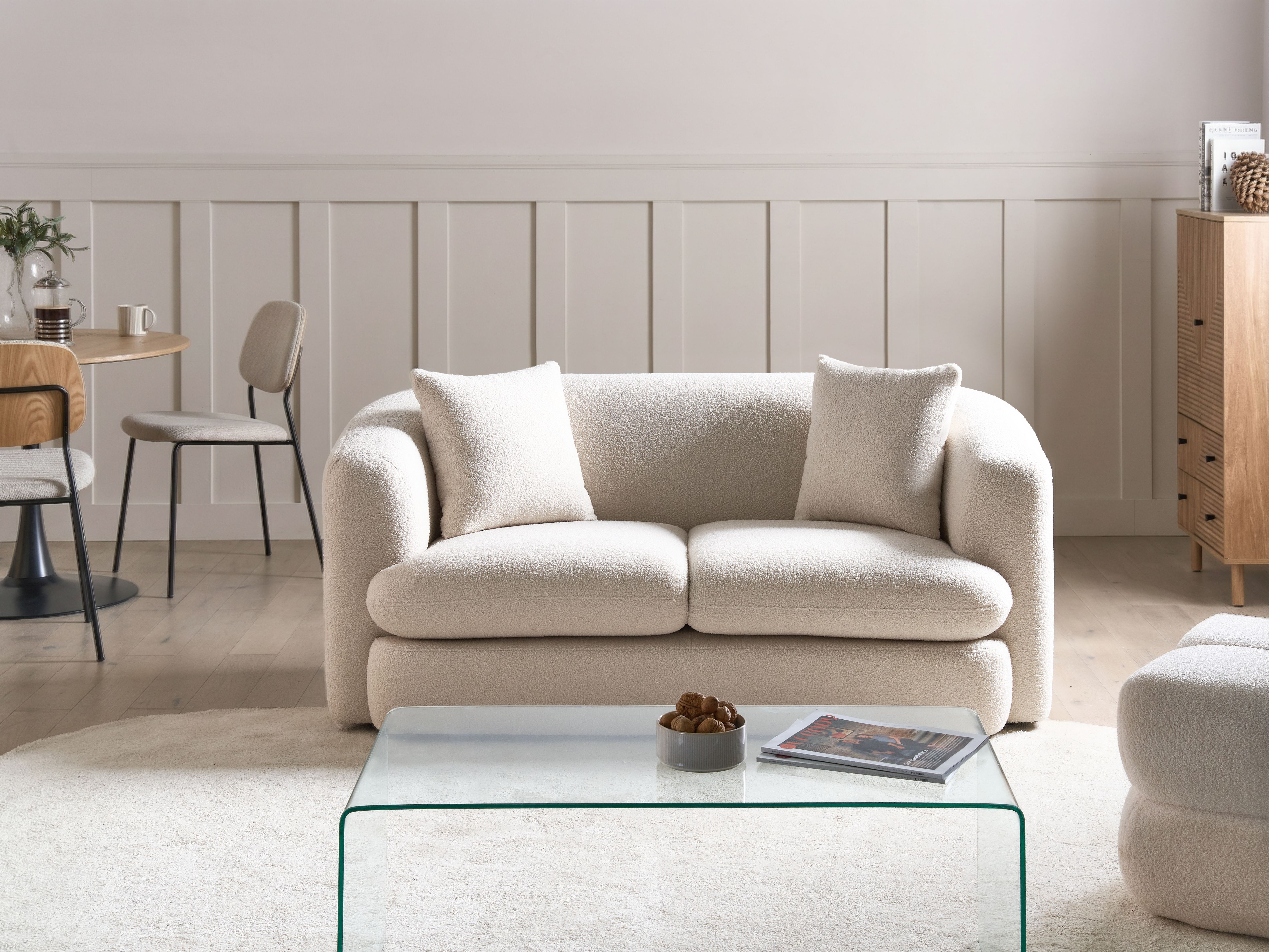 Sofa 2 Seater HUSBY Boucle Off-White