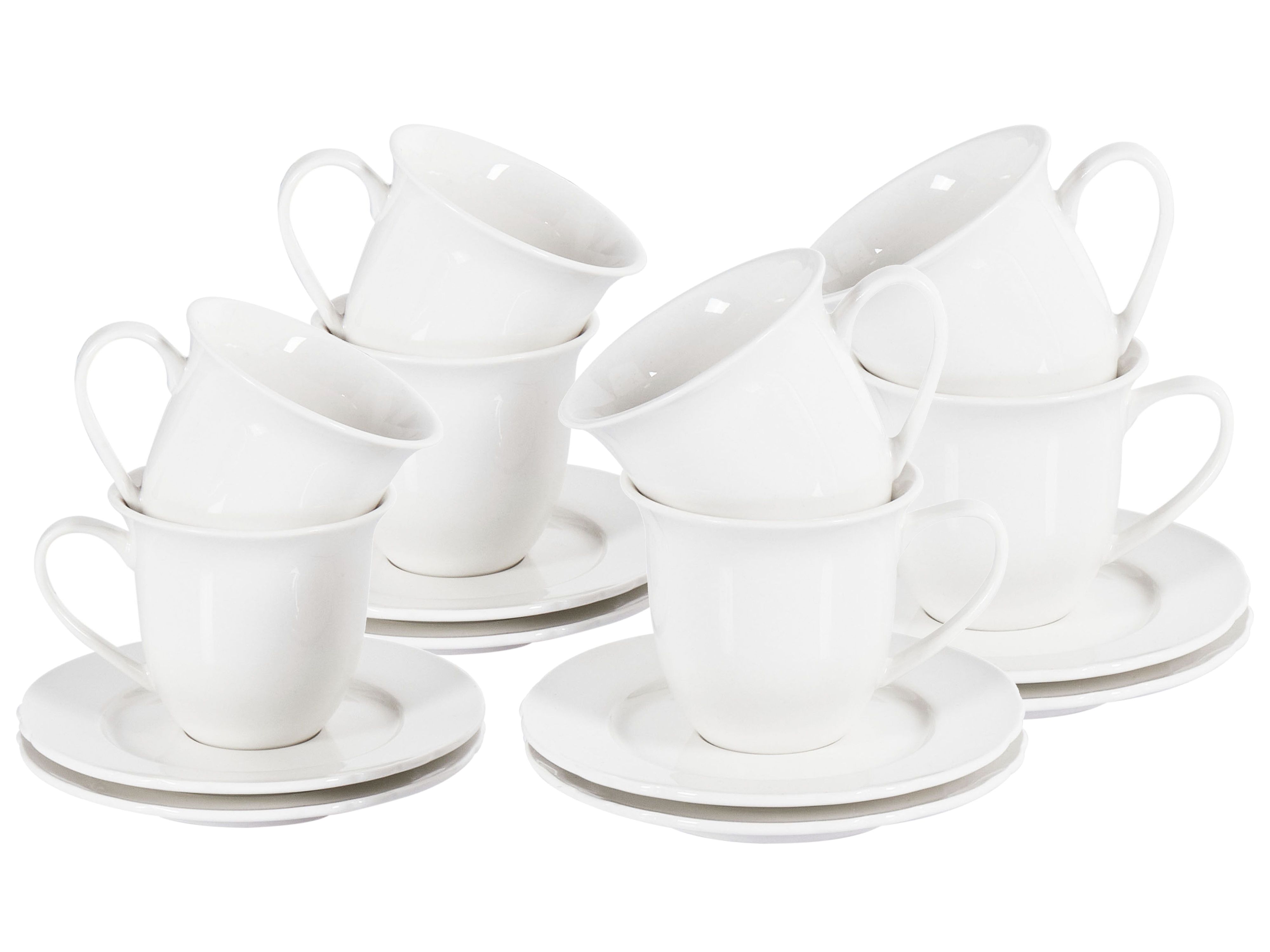 Set of 8 Cups with Saucers ELDERBERRY Porcelain White