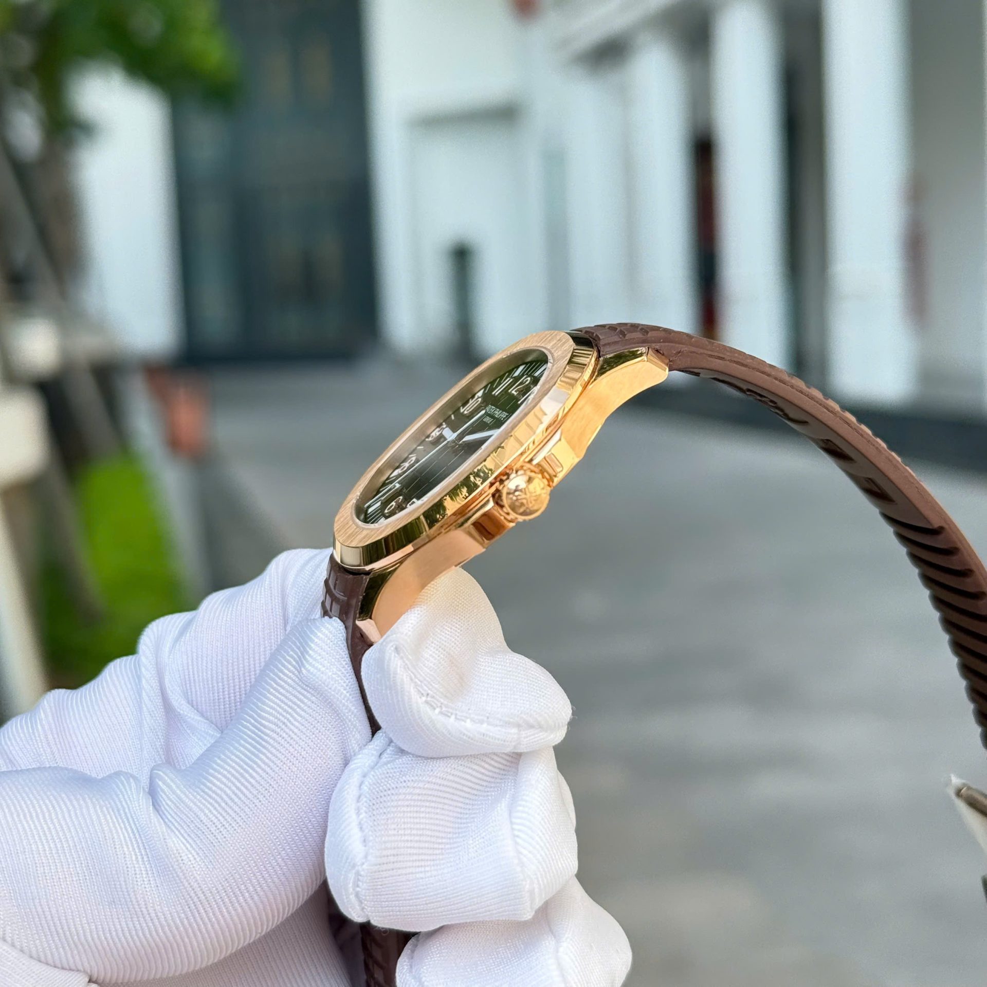 Patek Philippe Aquanaut 5167 Rose Gold Fake Watches Brown Dial Rubber Strap Custom BBF Factory 40mm - Top club