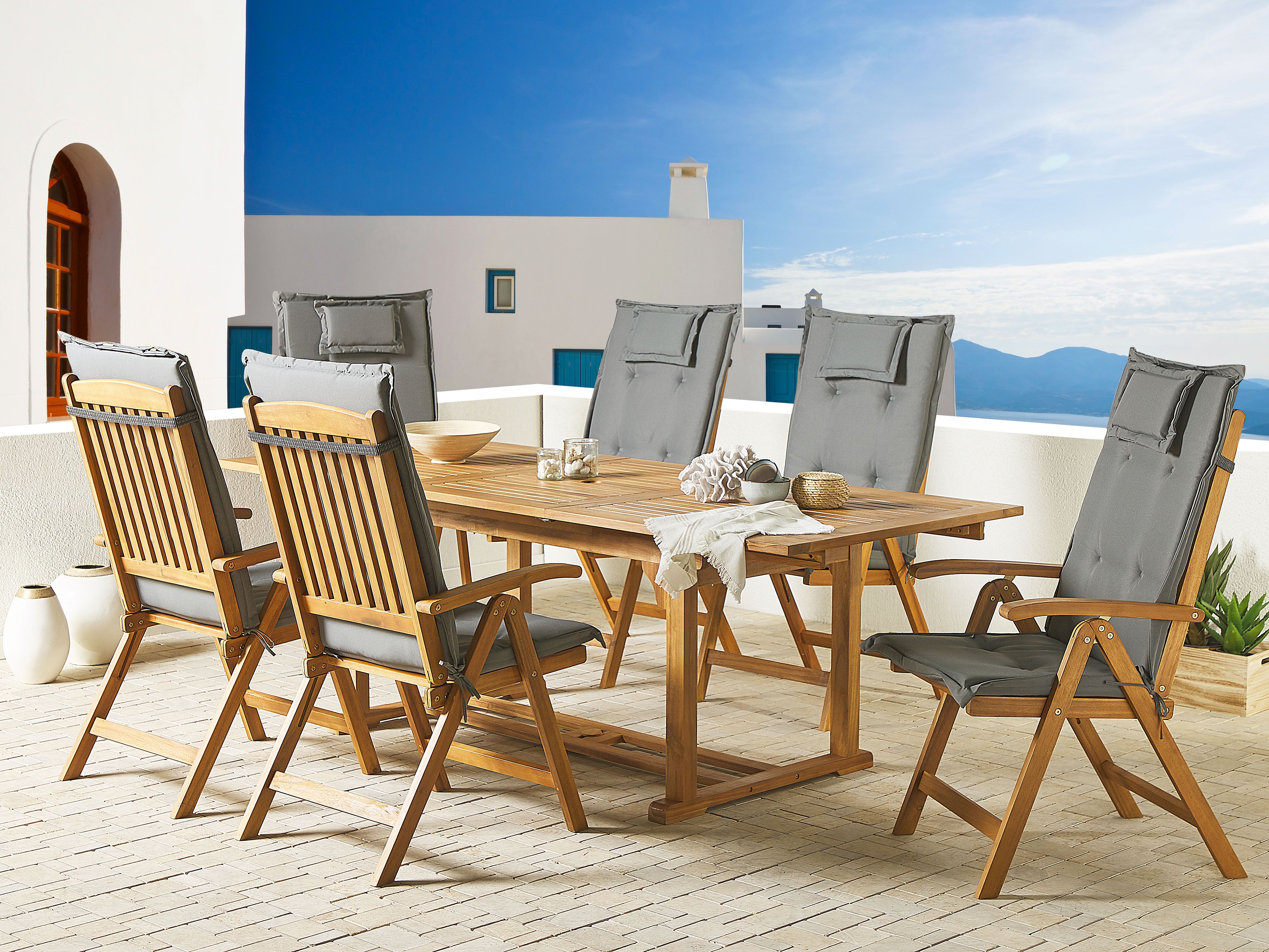 Set of 6 Back/Seat Cushions JAVA/AMANTEA 50 x 70 cm Grey
