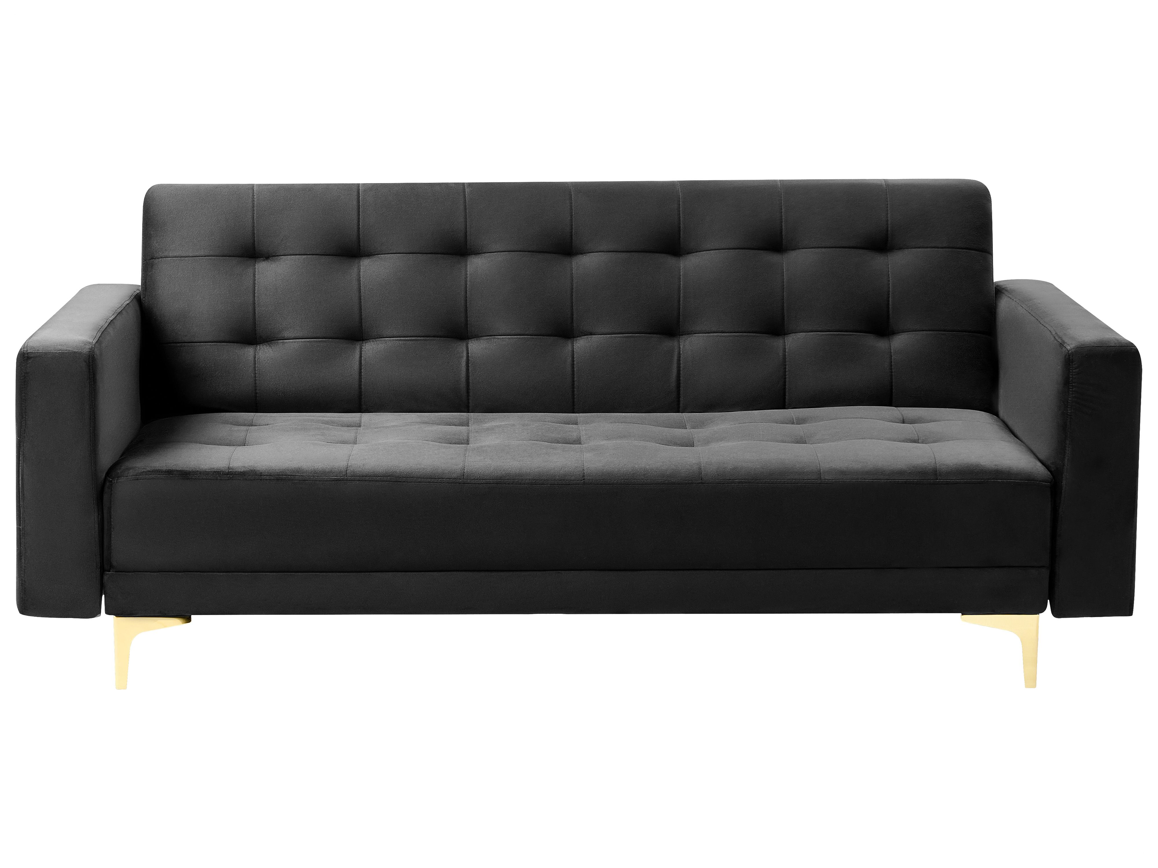 Sofa Bed 3 Seater ABERDEEN Velvet Black