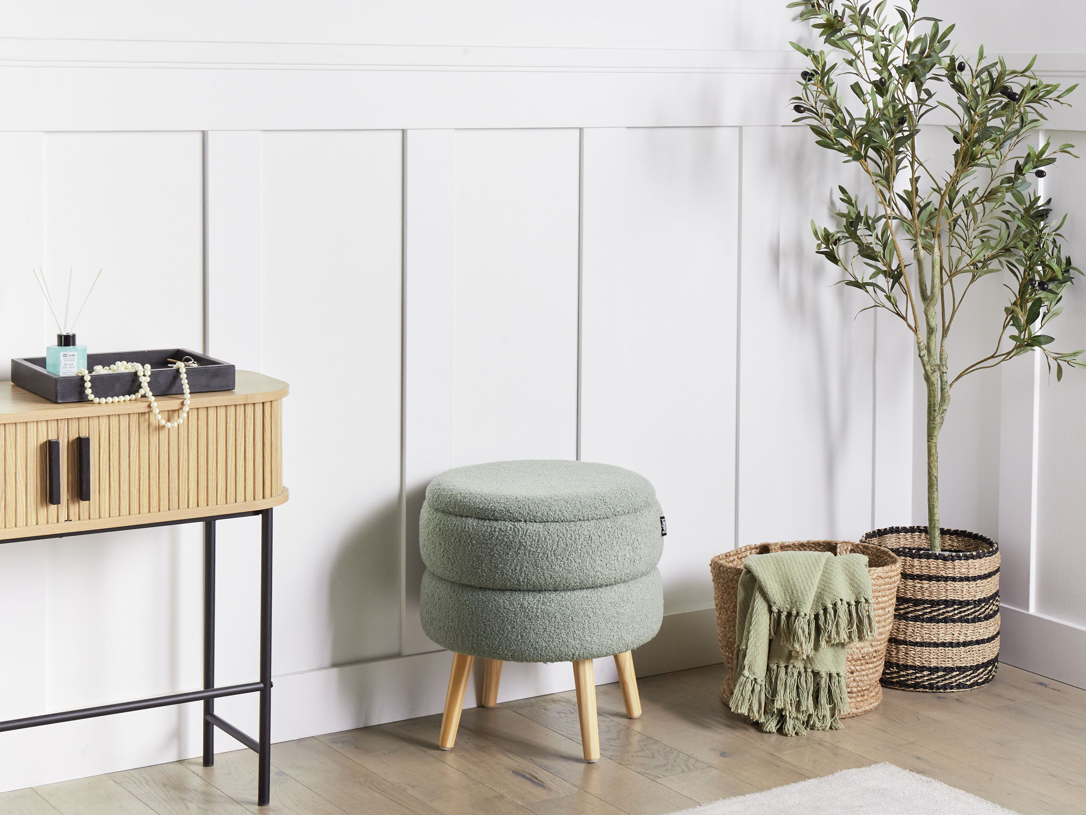 Storage Stool OKATON Boucle Green