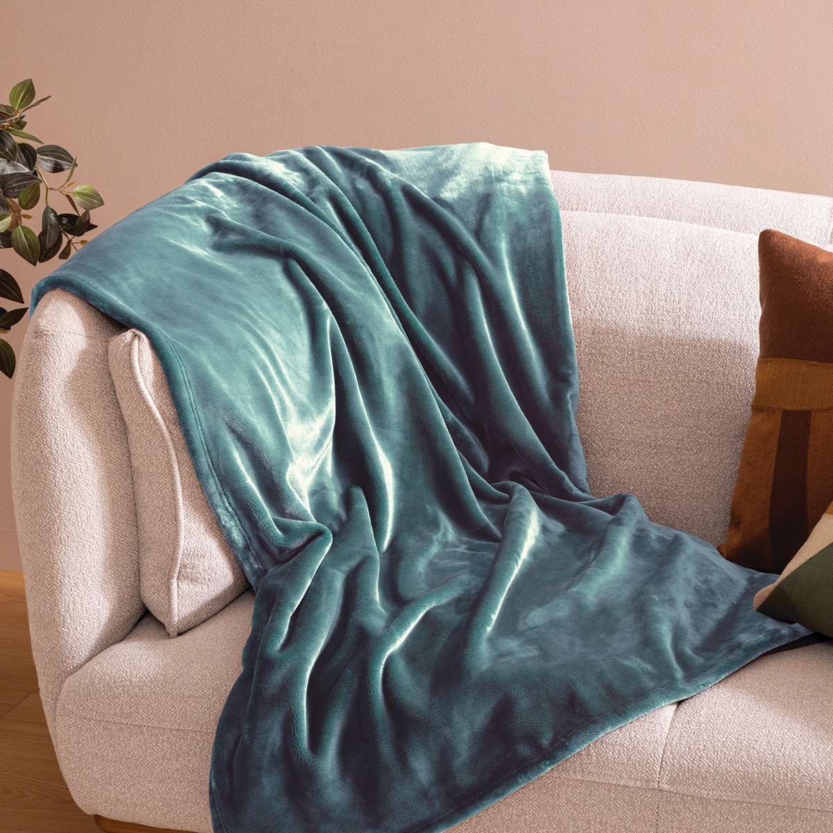 Flannel throw "Cuddly" Blue, 180x230 cm