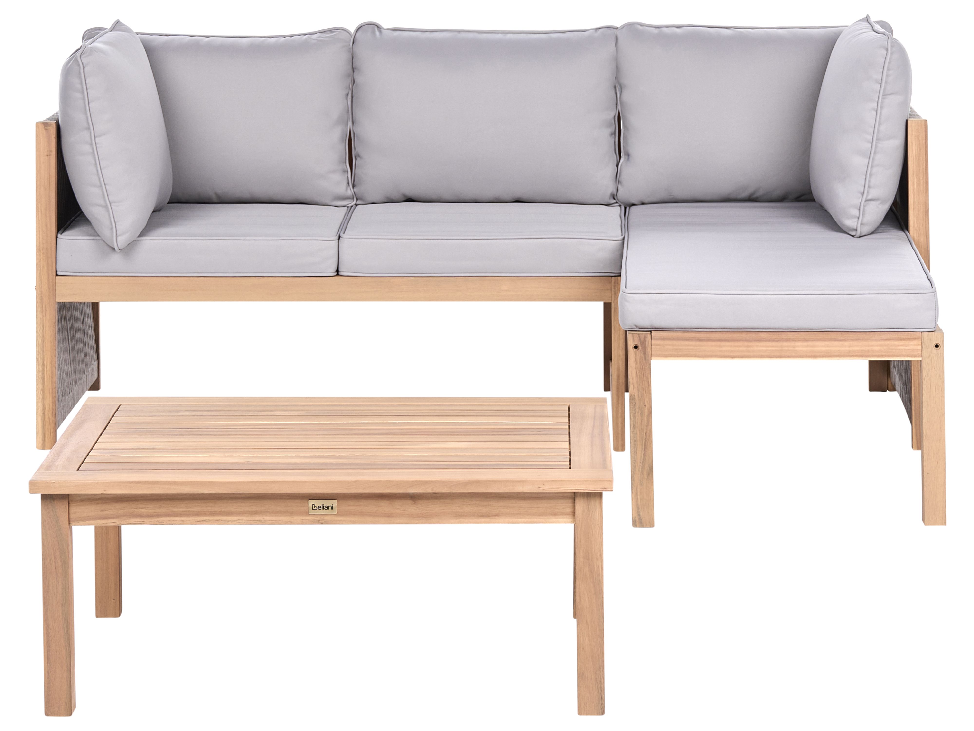 Garden Corner Sofa with Table 3 Seater ARABBA Left Hand Certified Acacia Wood Grey
