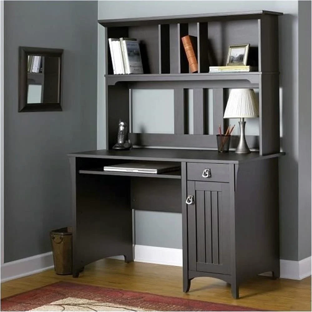 Scranton & Co Contemporary Engineered Wood Mission Desk with Hutch in Black