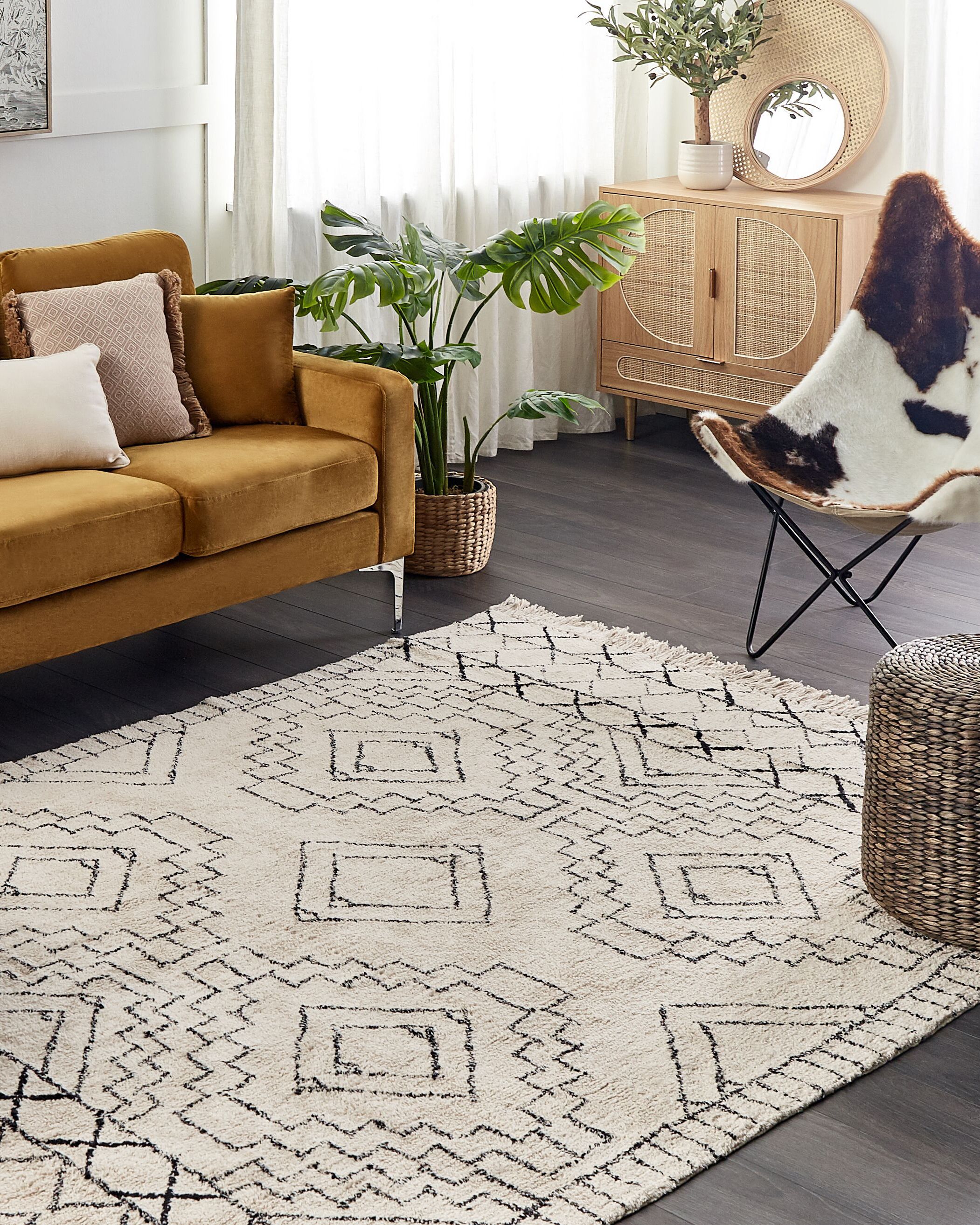 Rug ZEYNE Beige 160 x 230 cm Cotton