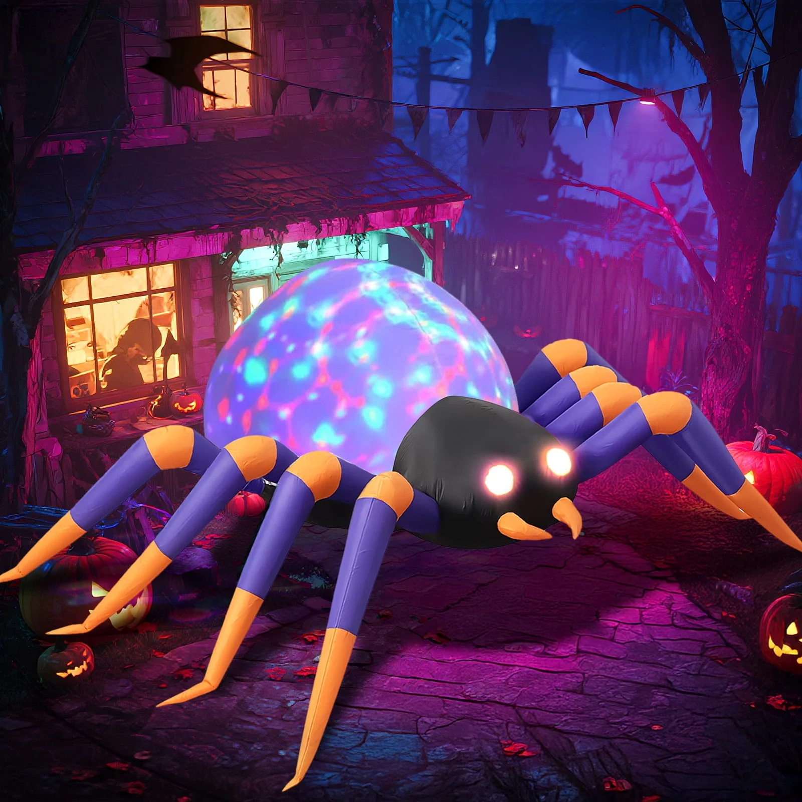 GVDV 8 FT Halloween Spider Inflatables Outdoor Decorations, Blow Up Yard Decoration with Built-in LED Lights for Holiday, Party, Yard, Garden - Image 7 GVDV 8 FT Halloween Spider Inflatables Outdoor Decorations, Blow Up Yard Decoration with Built-in LED Lights for Holiday, Party, Yard, Garden - Image 7