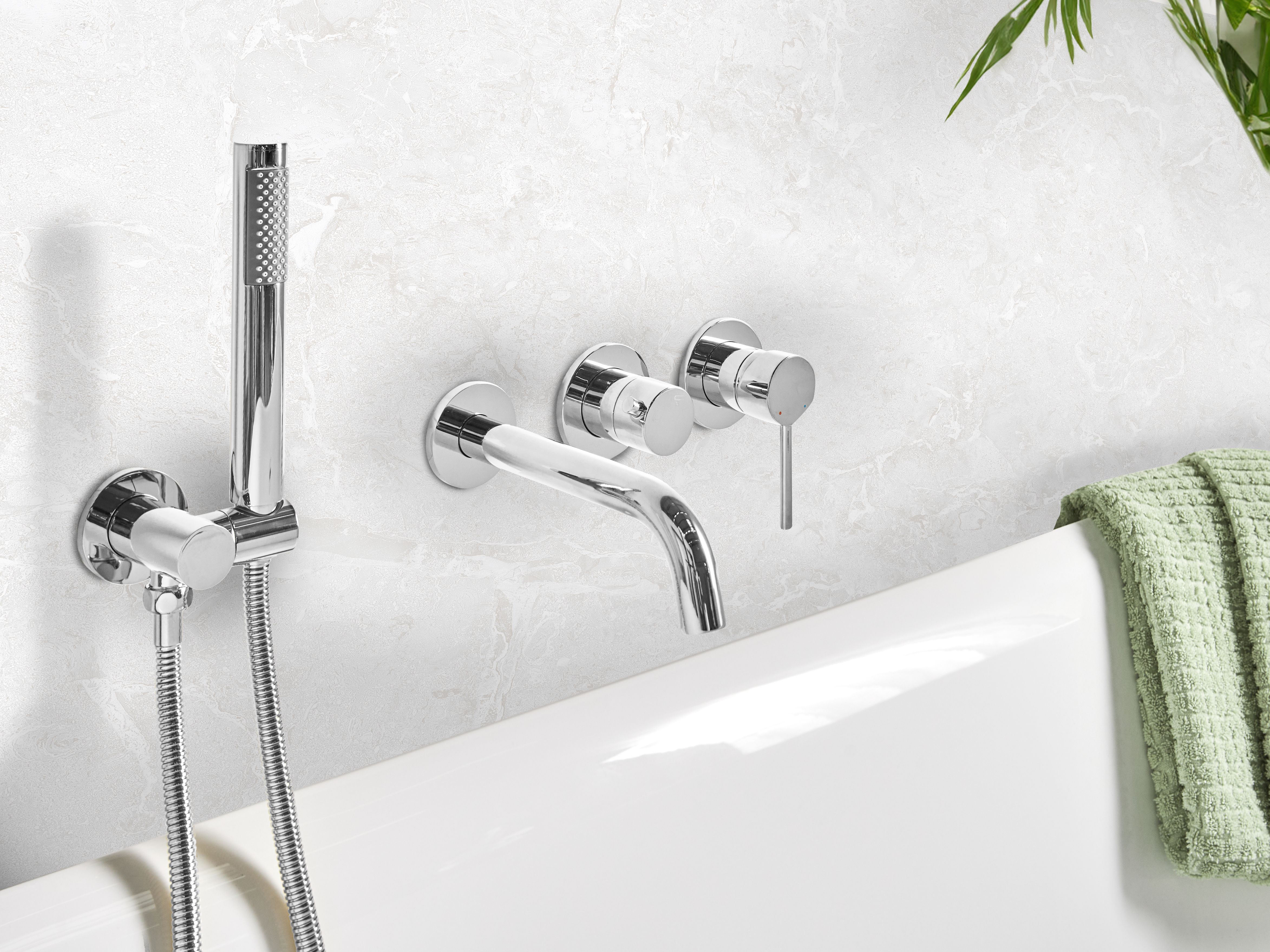 Wall Mounted Bath Shower Mixer Tap JAVIRA Silver