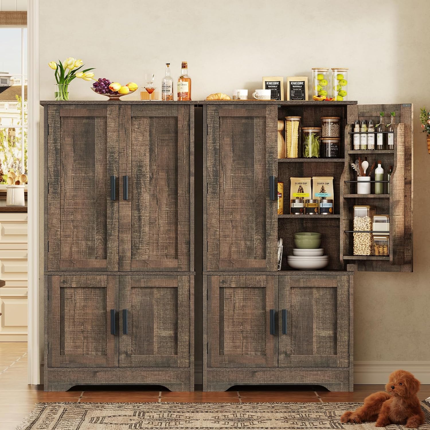 TEENFON Storage Cabinet with 4 Doors, 43.3