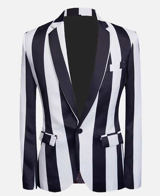 Fashion Abstract Notch Lapel One Button Slim Fit Blazer