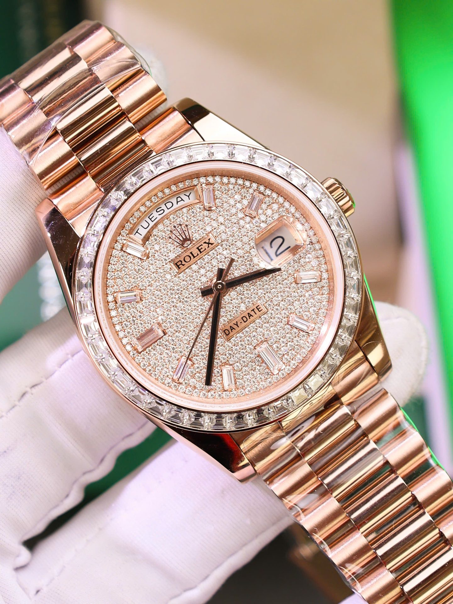 Rolex Best Copies Watches Day-Date Custom Diamonds Moissanite + Gold Wrapped GMF 40mm - Top club