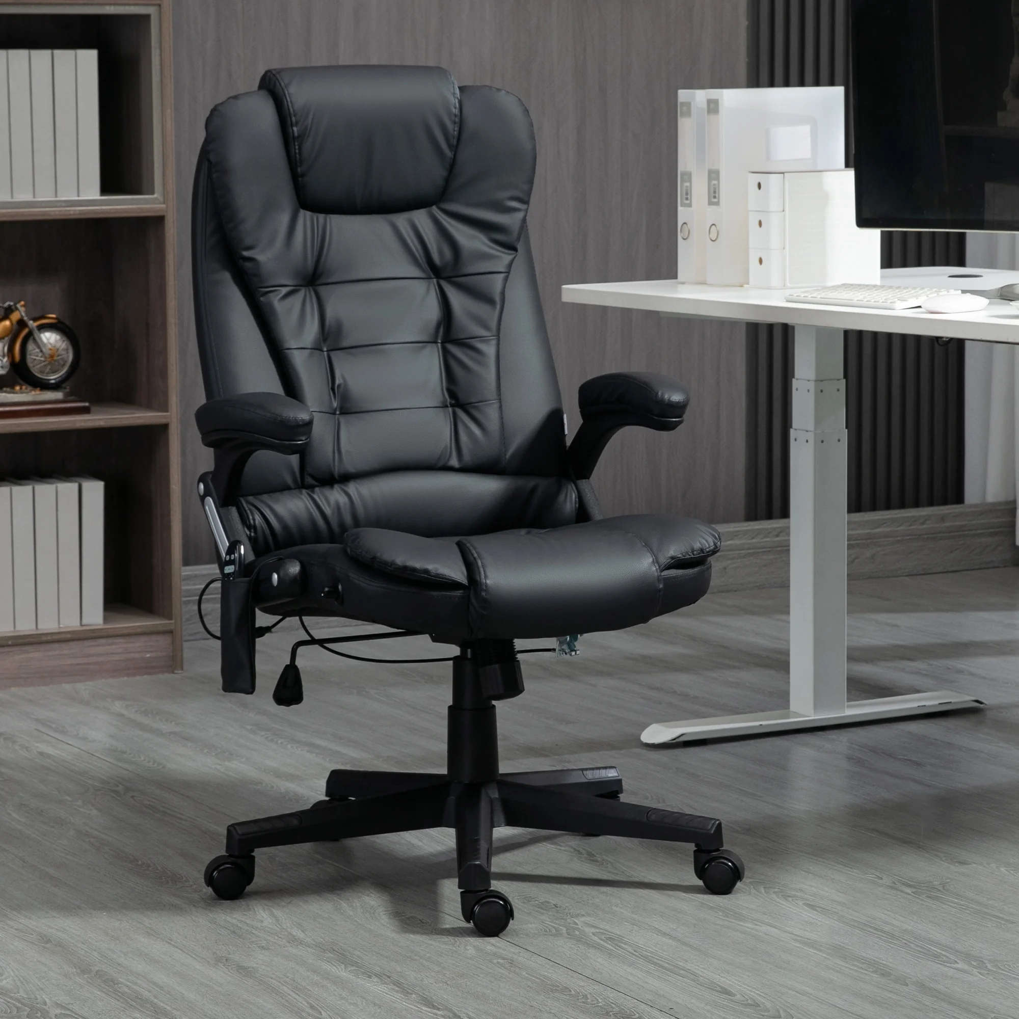 HOMCOM High-Back Vibration Massage Chair, Heating Office Chair, Black