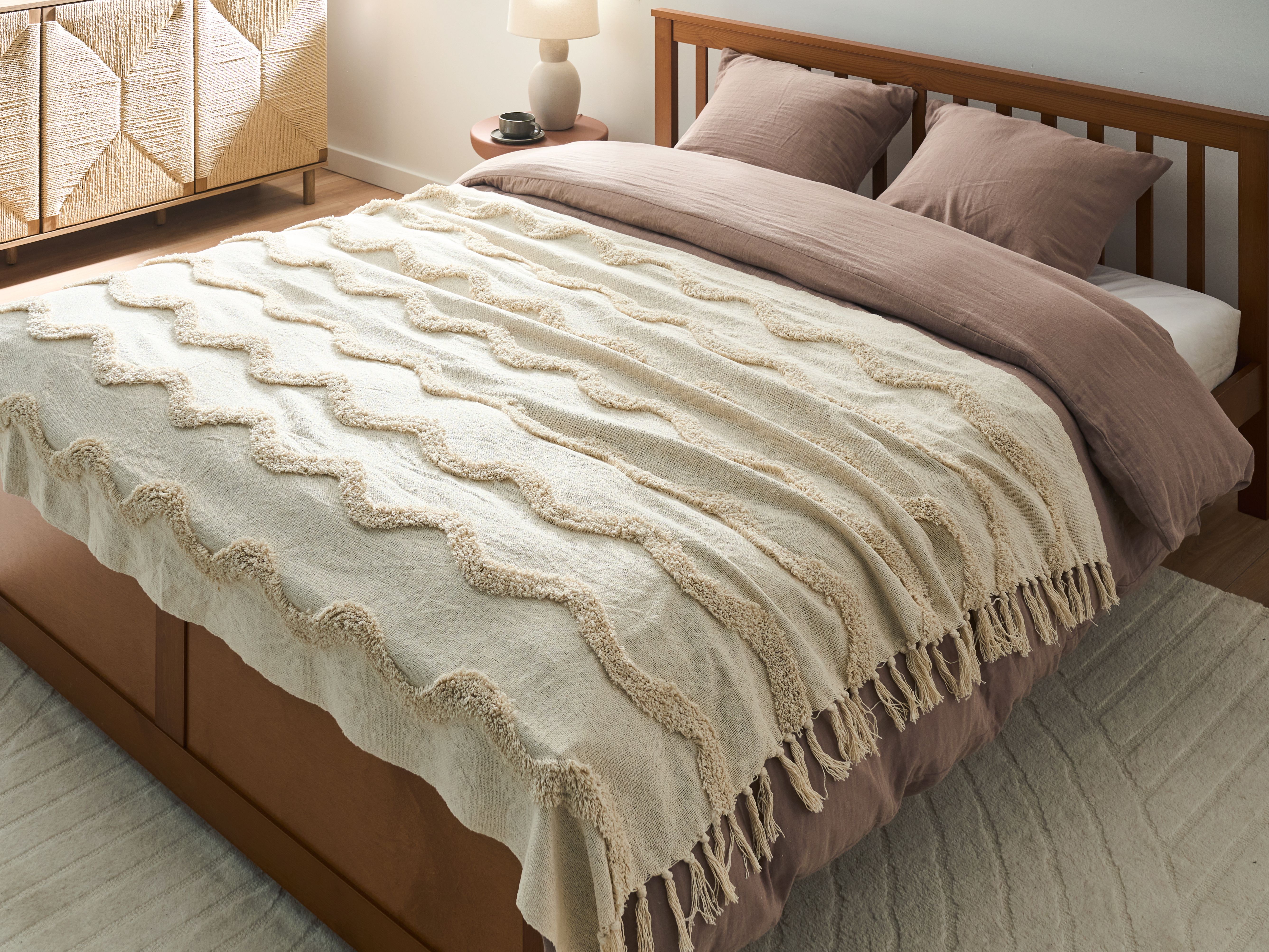 Blanket KHARI Cotton 150 x 200 cm Light Beige