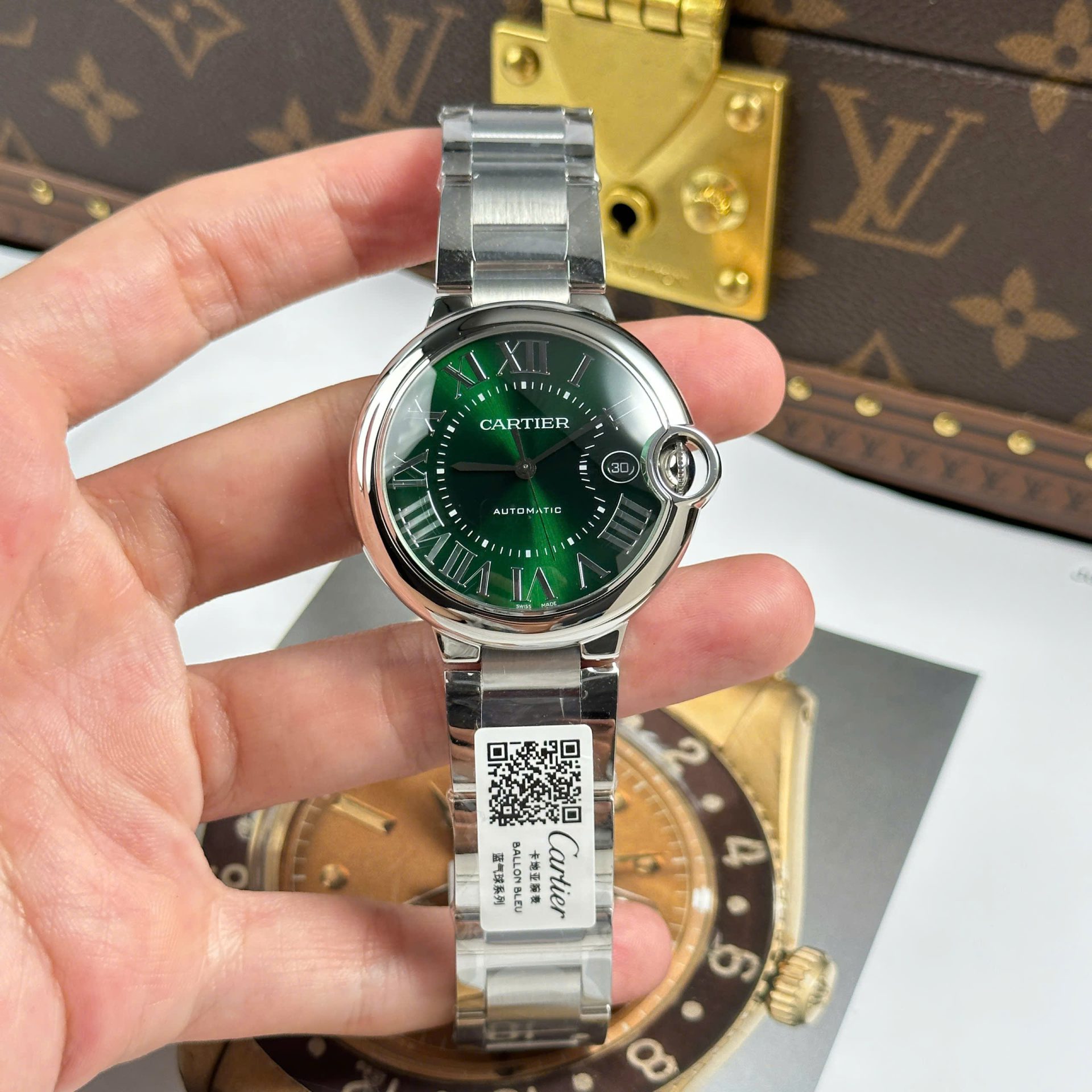 Cartier Ballon Bleu Luxury Fake Watches Green Dial Automatic Movement AF Factory 40mm - Elite Watch Atelier