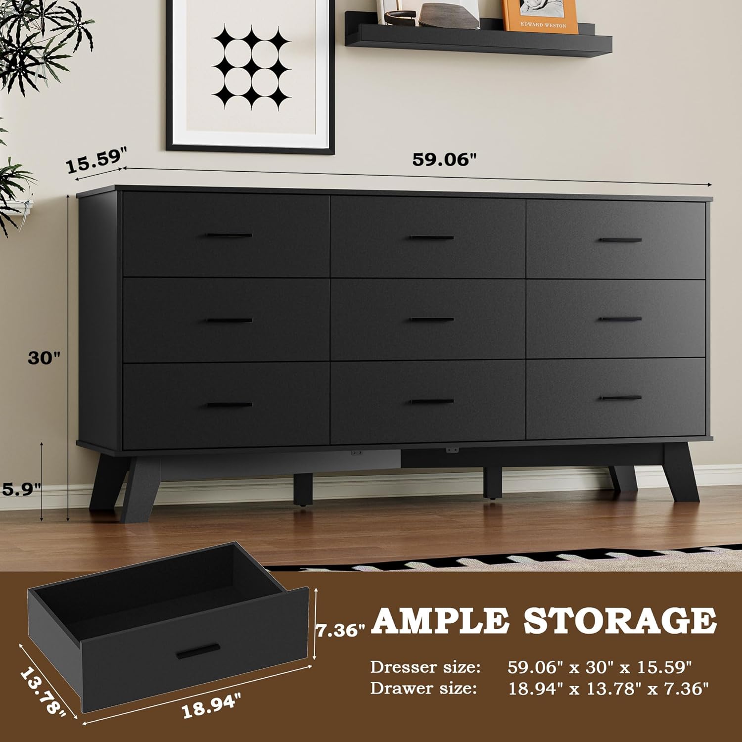 Dresser for Bedroom with 9-Drawer, 59