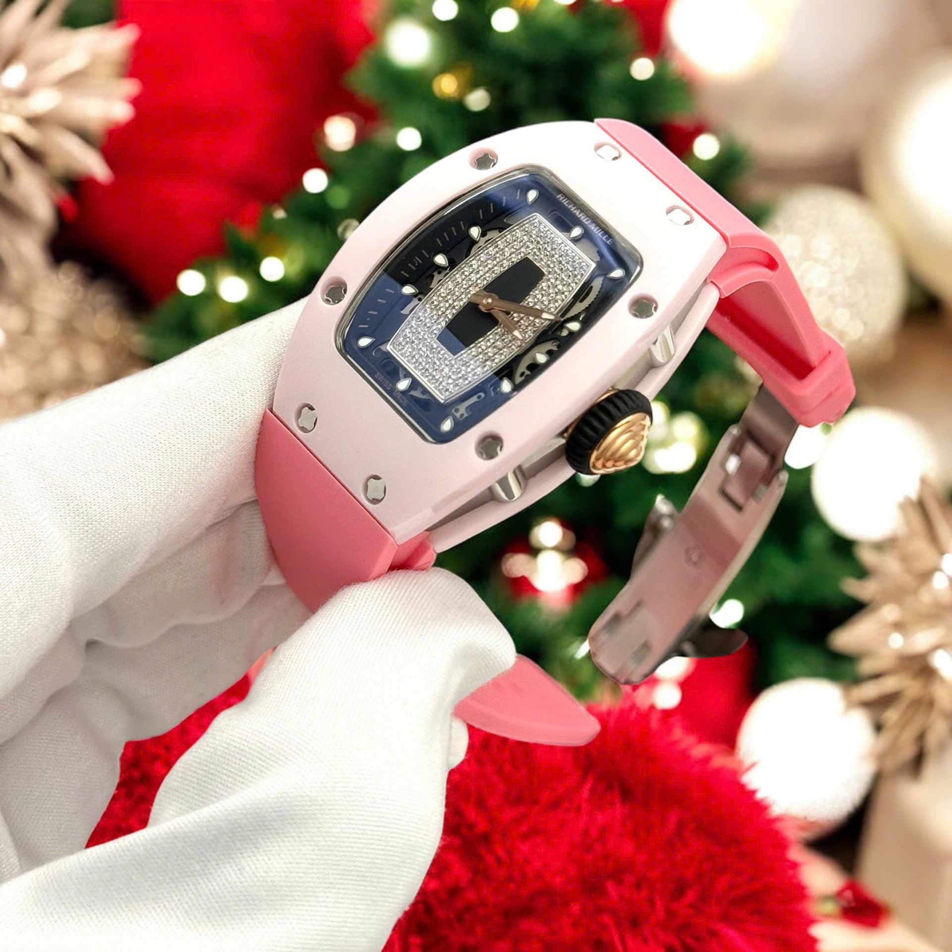 Richard Mille Luxury Fake Watches RM07-01 Pink Rubber Strap Automatic Movement 36mm - Elite Watch Atelier