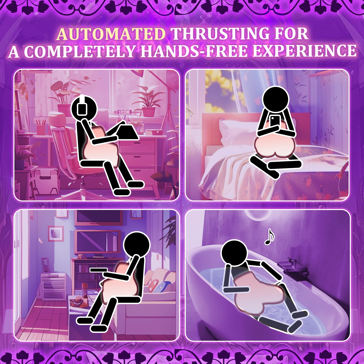 Use scene of the Dr.YUU automatic sex torso as a hands free masturbator with adjustable support.