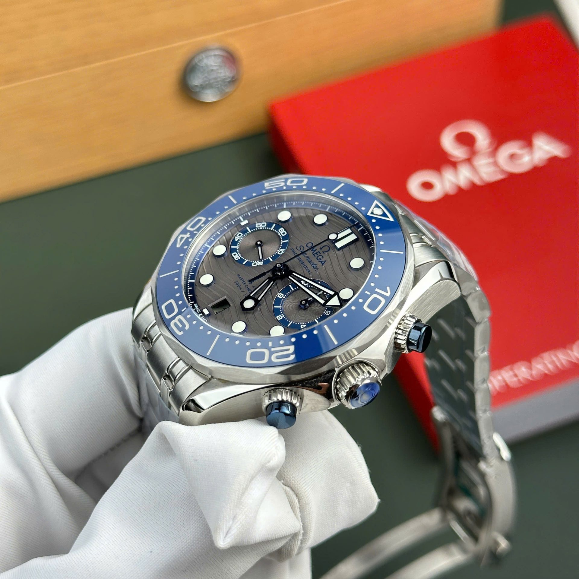 Omega Seamaster Diver 300M Chronograph Replica Watches Dial Gray N1 Factory 44mm - Top club