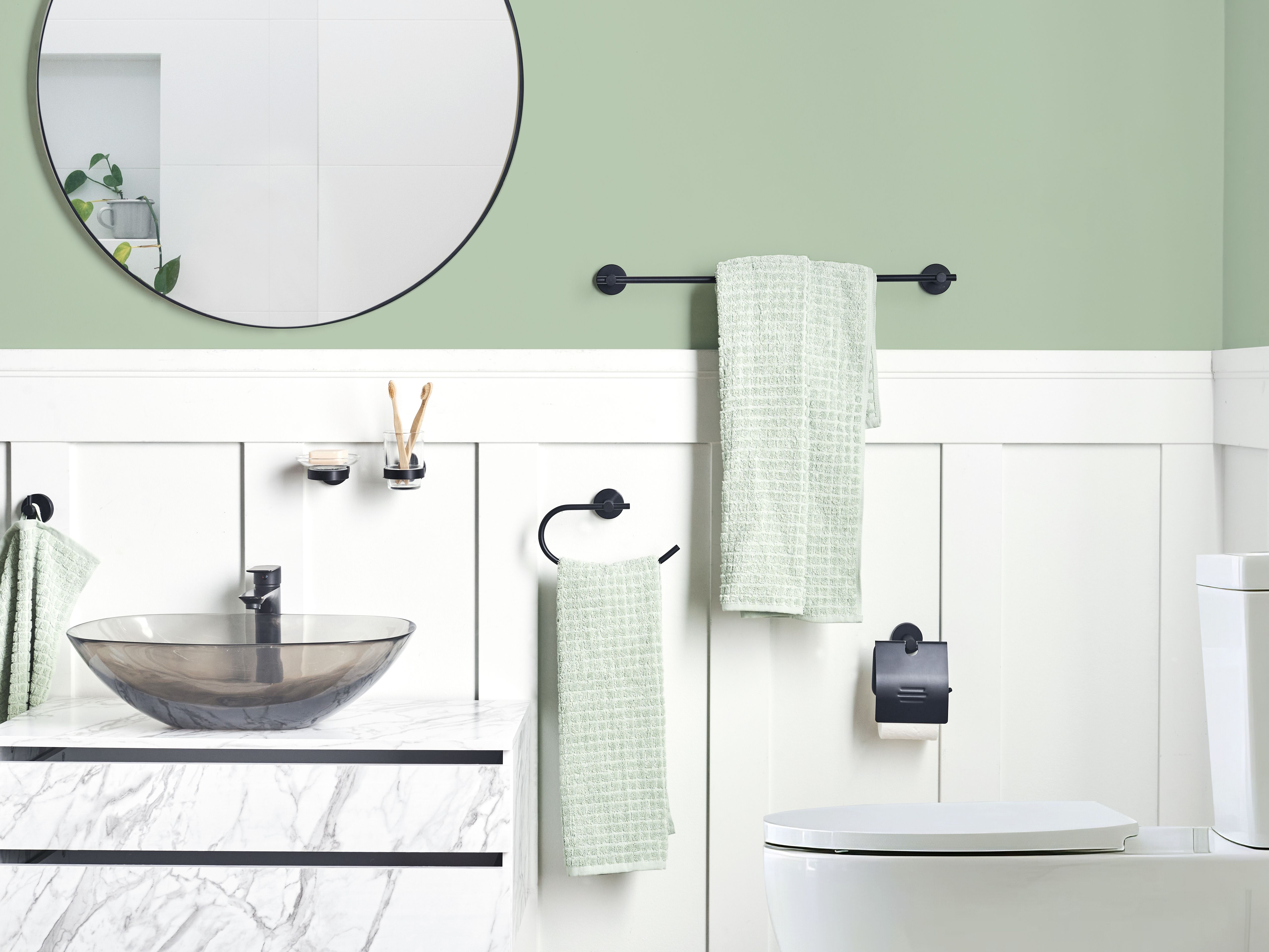 6-Piece Bathroom Hardware Set ZARUMA with Towel Bars and Hooks Black
