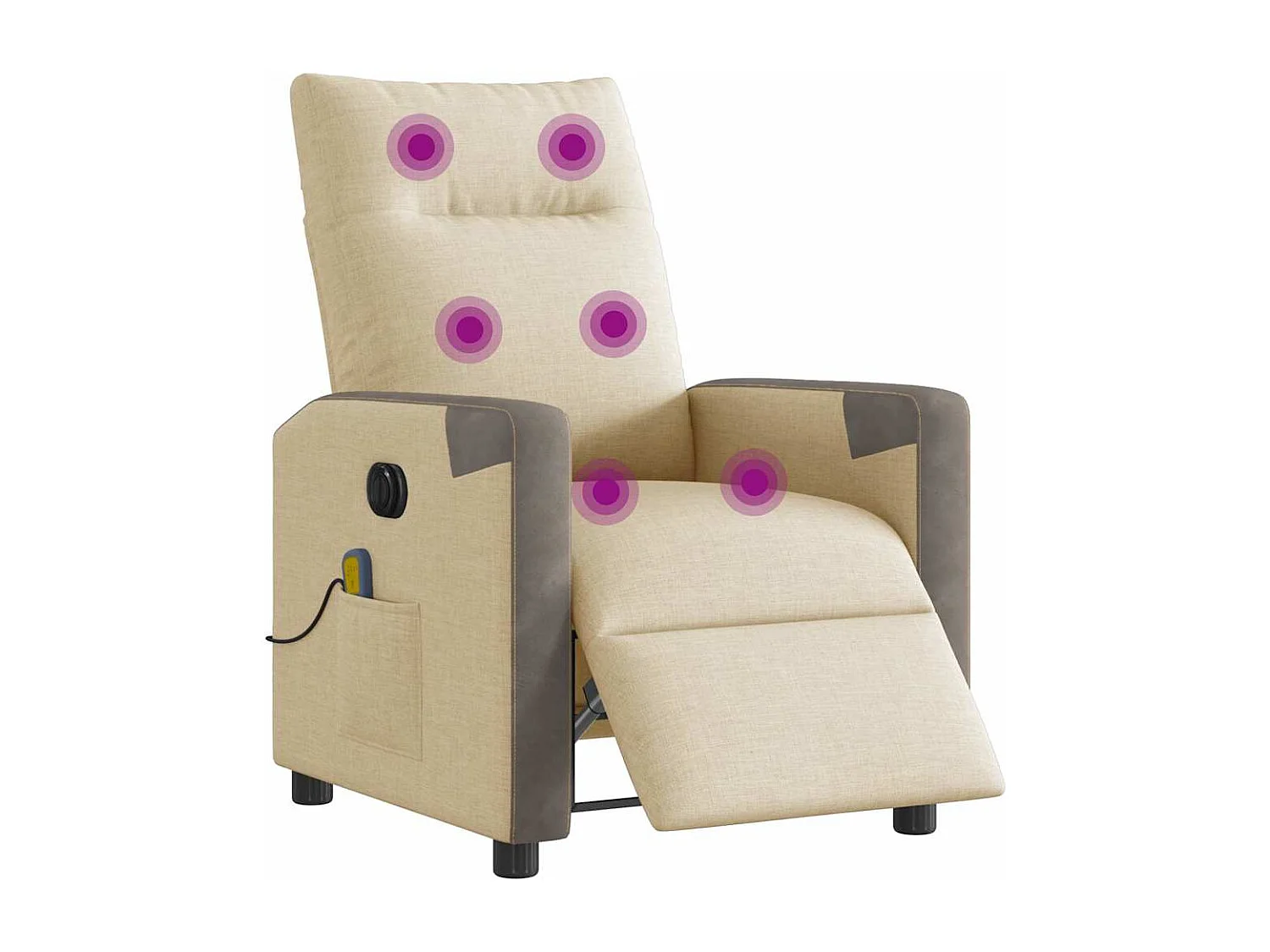 Fauteuil inclinable électrique-Chaise de relax-Fauteuil de Massage crème tissu SHL4293