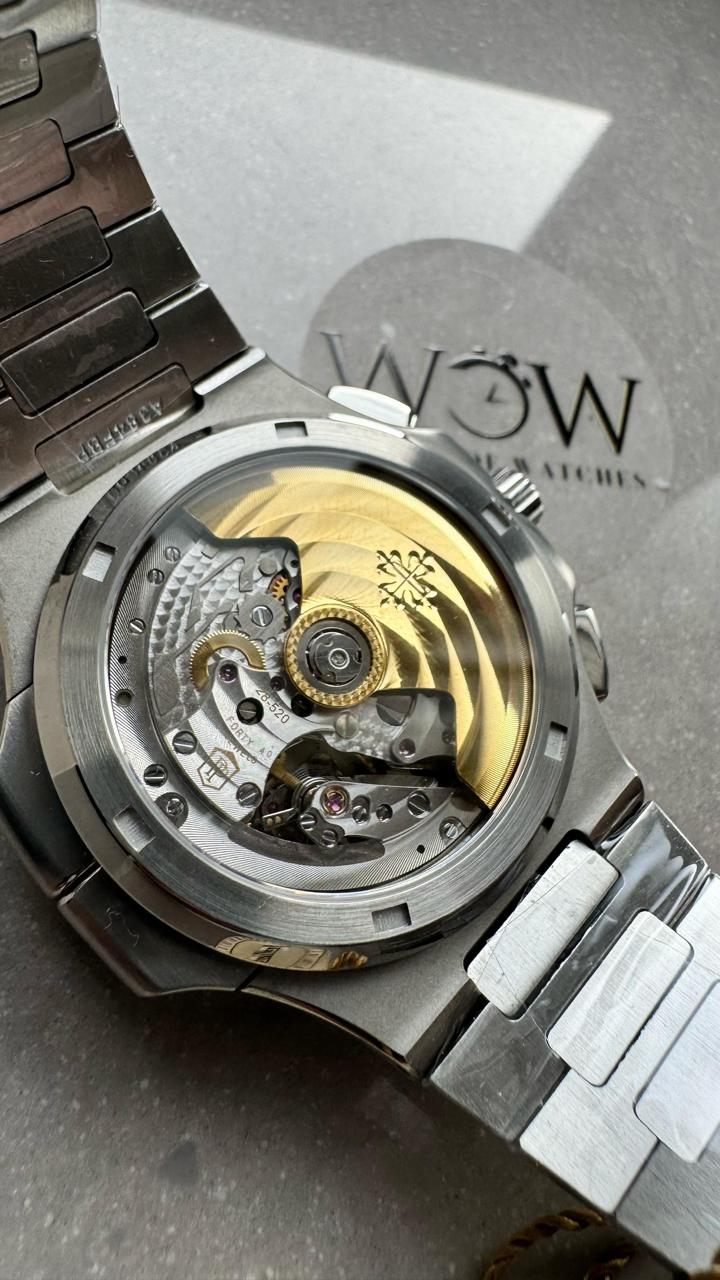 Replica PATEK PHILIPPE PPF Nautilus Chronograph Travel 5990 SS Grey Dial Stick on SS Bracelet A28-520 - Top club