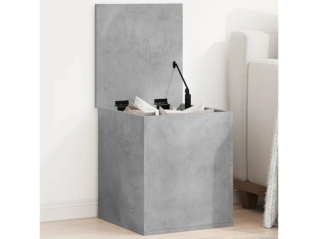 Boîte de rangement gris béton 40x42x46 cm bois d'ingénierie