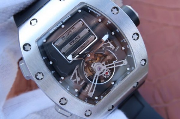 Replica Richard Mille RM069 SS Fake Tourbillon Skeleton Dial Black Rubber Strap A23J - Top club