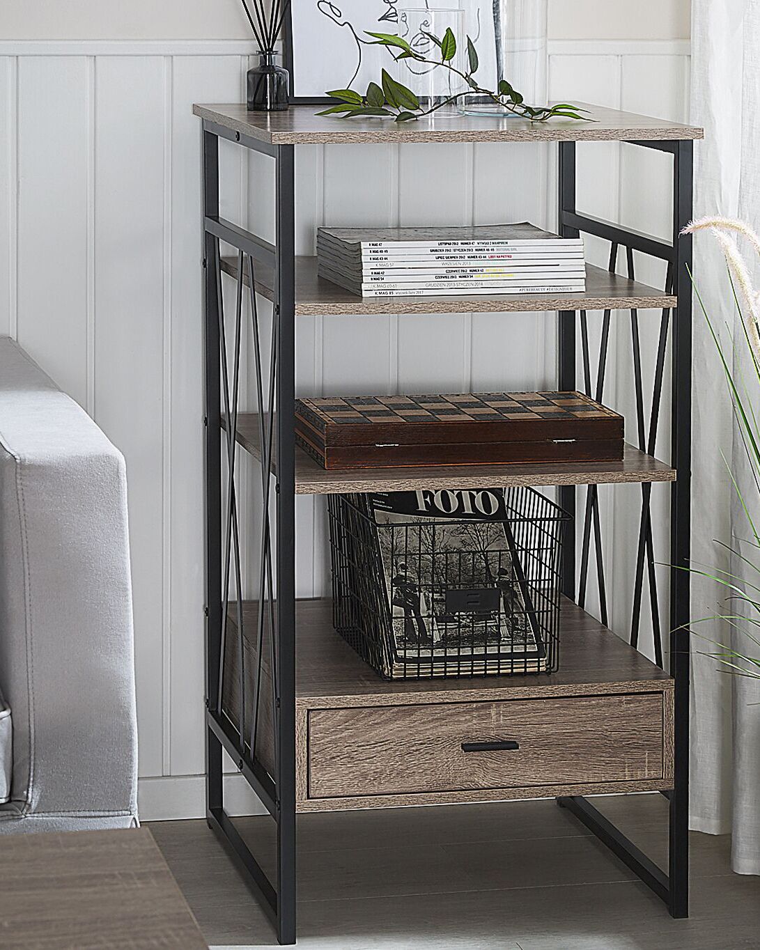 3 Tier Shelving Unit KEENE 101 cm Taupe