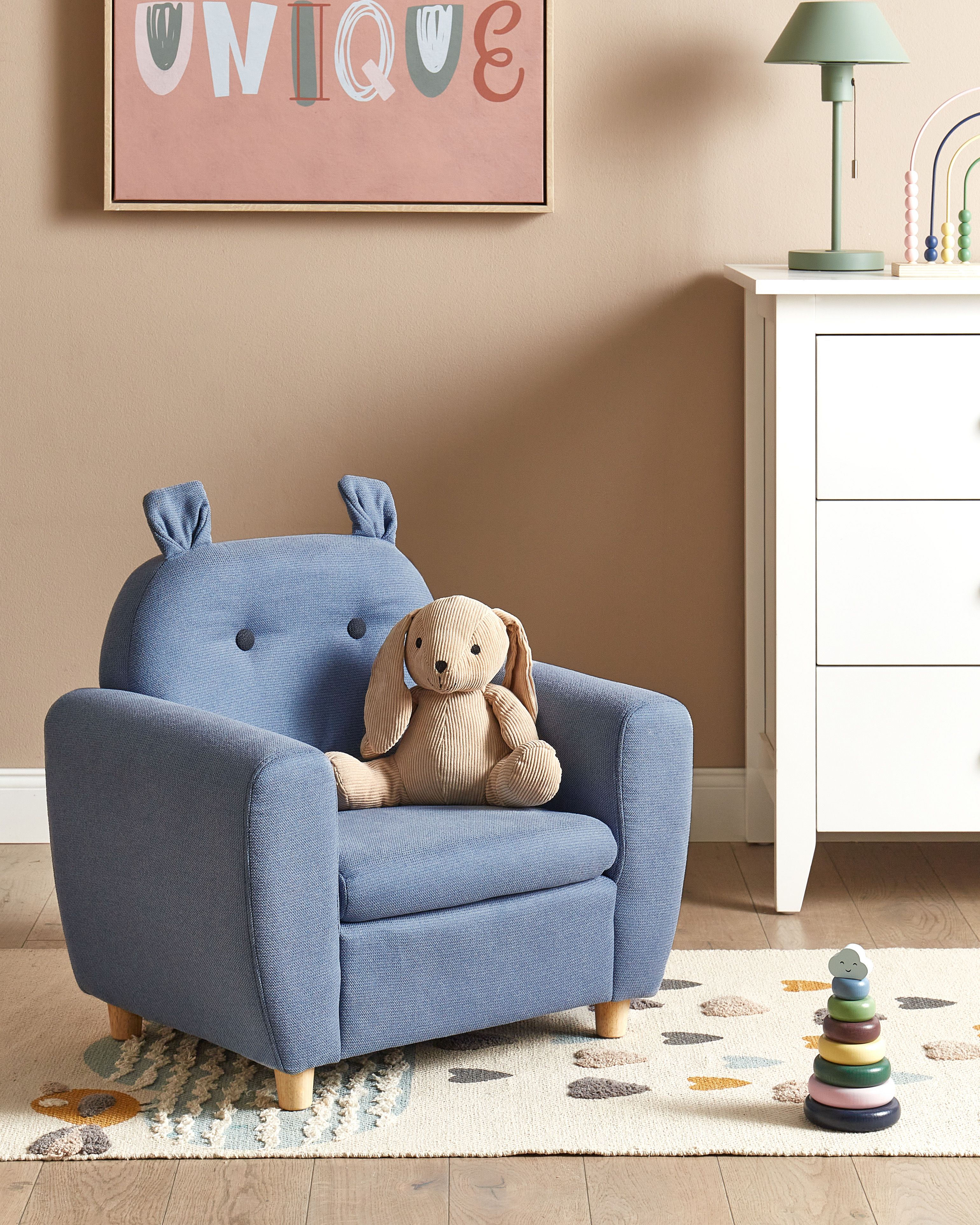 Kids Armchair Hippo MARIBO Fabric Blue