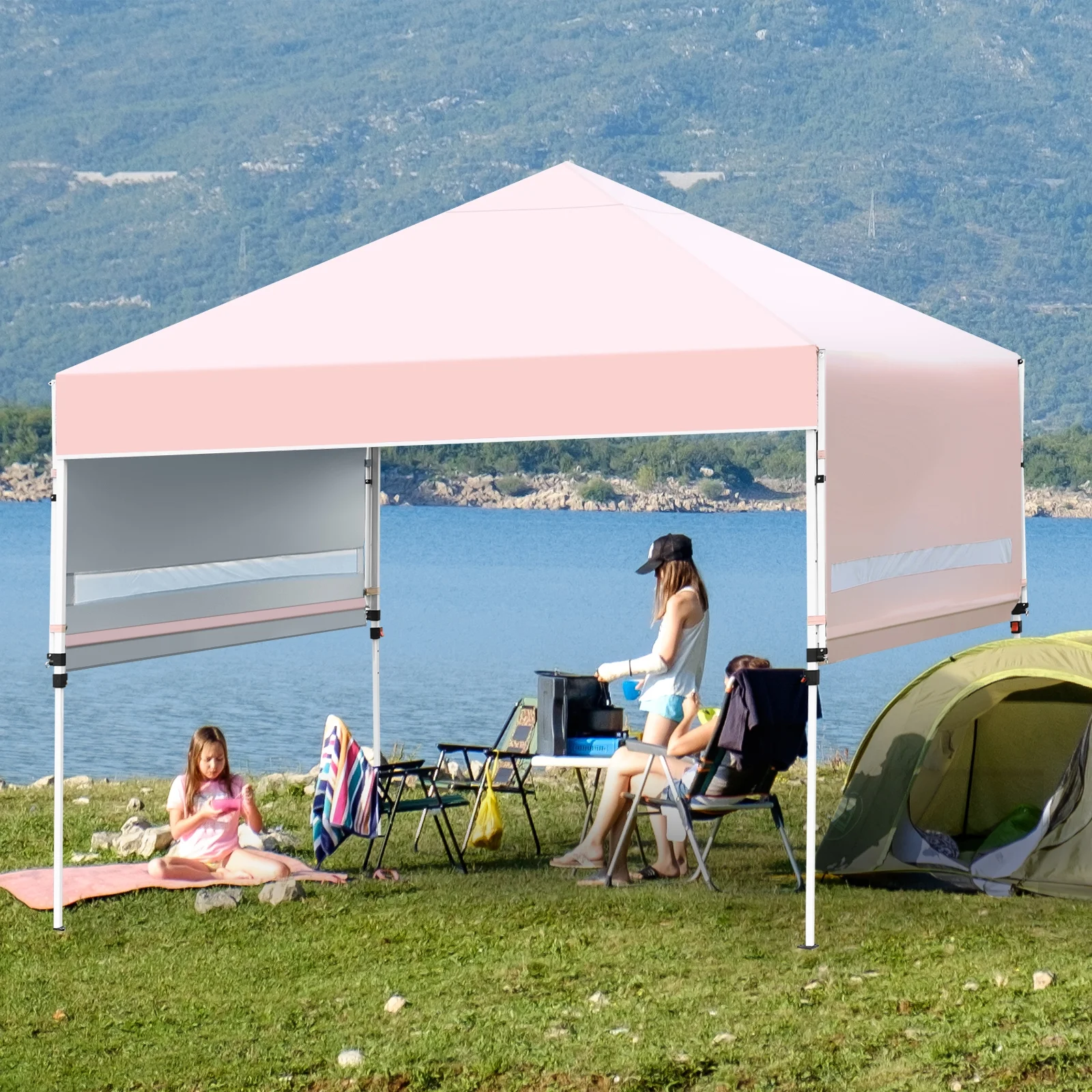 Patiojoy 10x17ft Pop up Canopy 3 Height Adjustment Folding Tent with Roller Bag White - Image 24