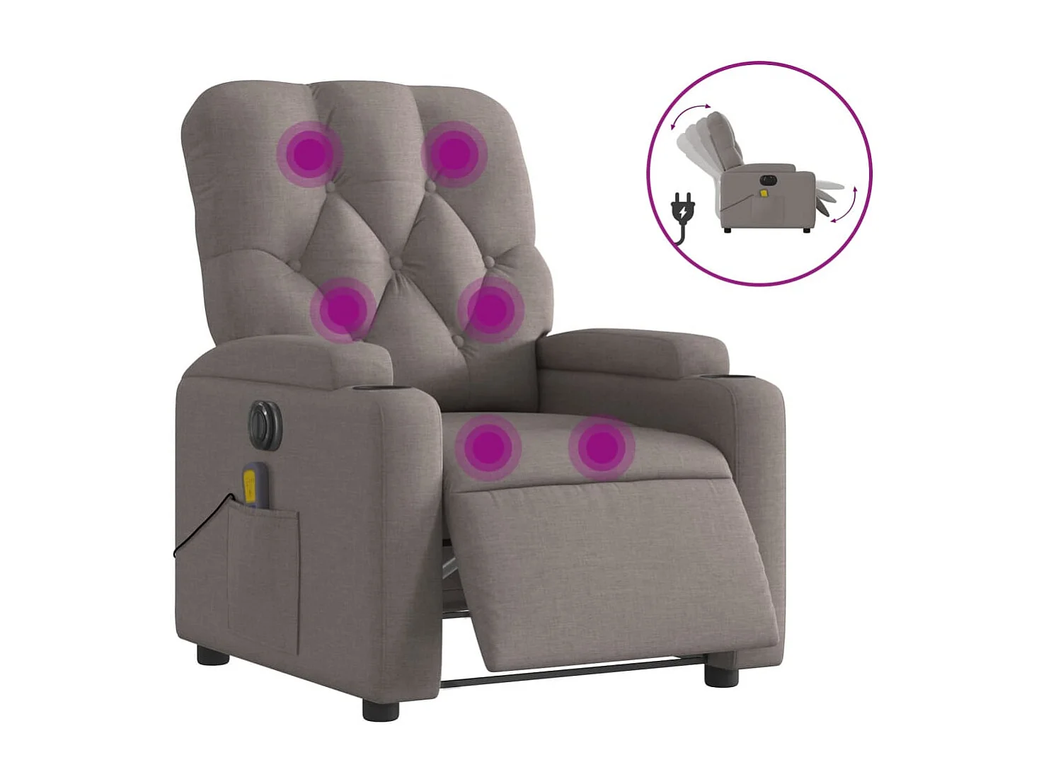Fauteuil inclinable électrique-Fauteuil de massage pour Salon Taupe Tissu SHL4998