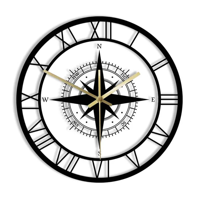 TimeVoyager - Nautisch Kompas Wandklok - Elegante Stille Wandklok