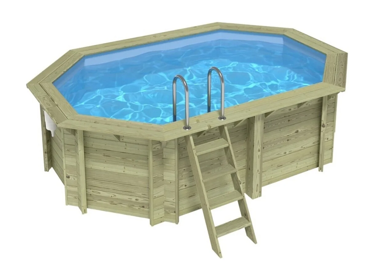 Piscine en bois NEMO 4.3 x 3 - H.1.18 m, bleu pâle, cadre en métal - sans dalle - BAS7302OSPU - ALTANKA