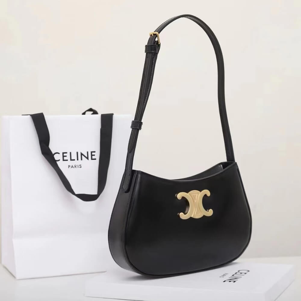 Celine Medium Tilly Bag in Black Shiny Calfskin1:1High-quality replica
